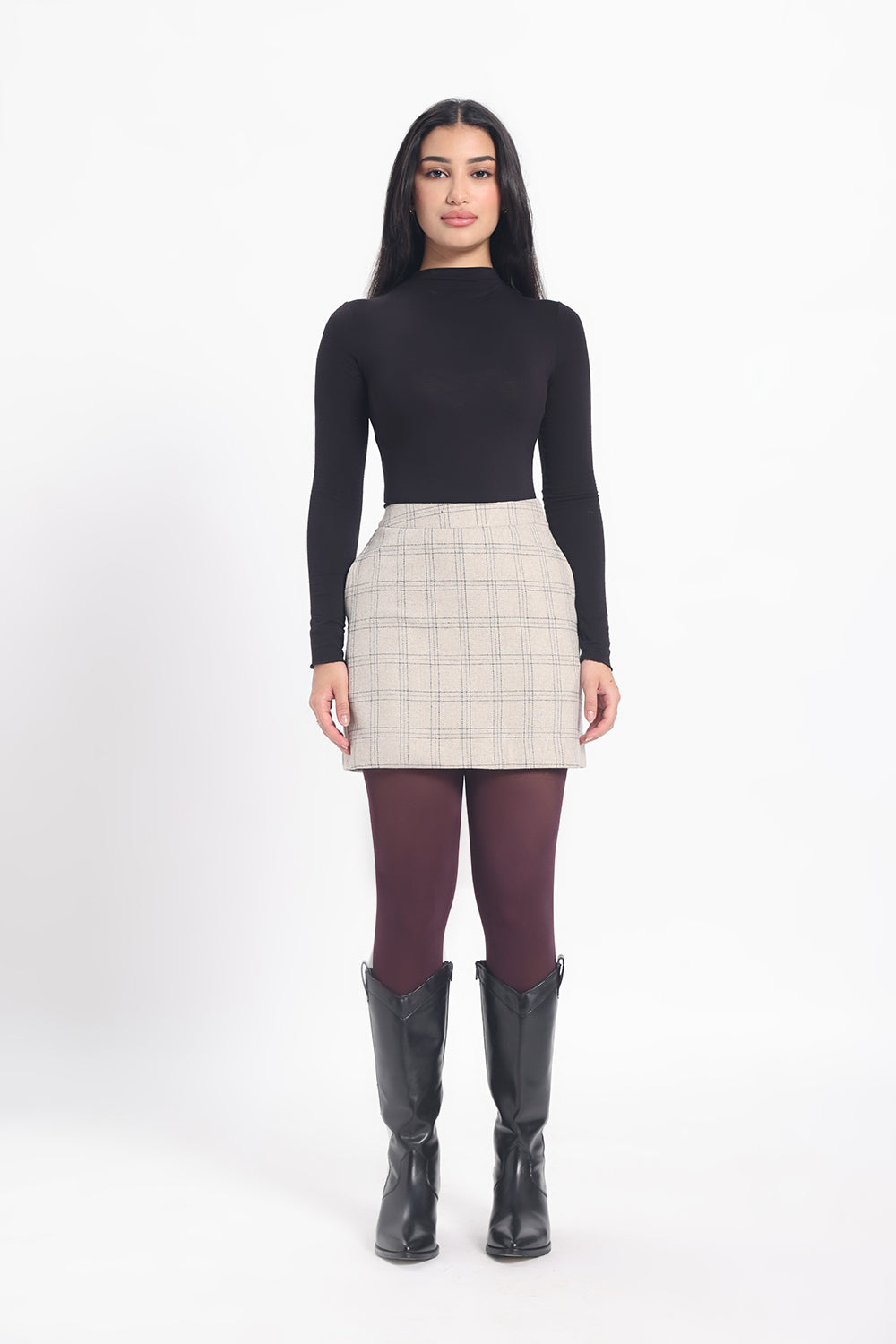 Tweed Mini Skirt - Off White Checks