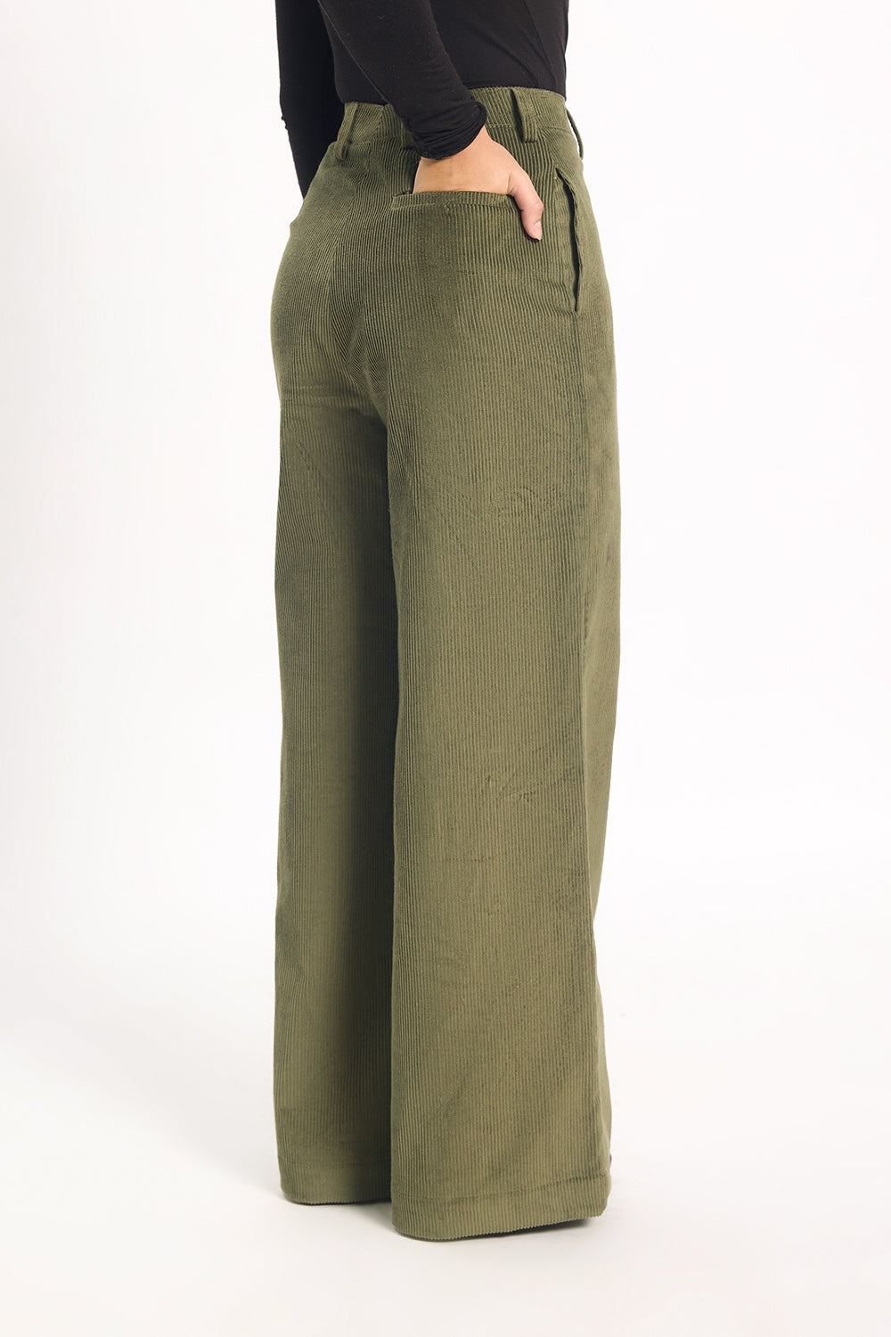 Córd Wide-Leg Pants - Olive