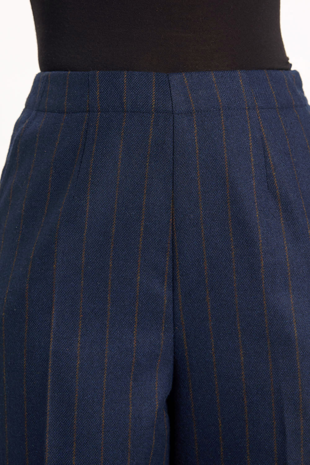 Tweed Flow Pants - Navy Blue Stripes