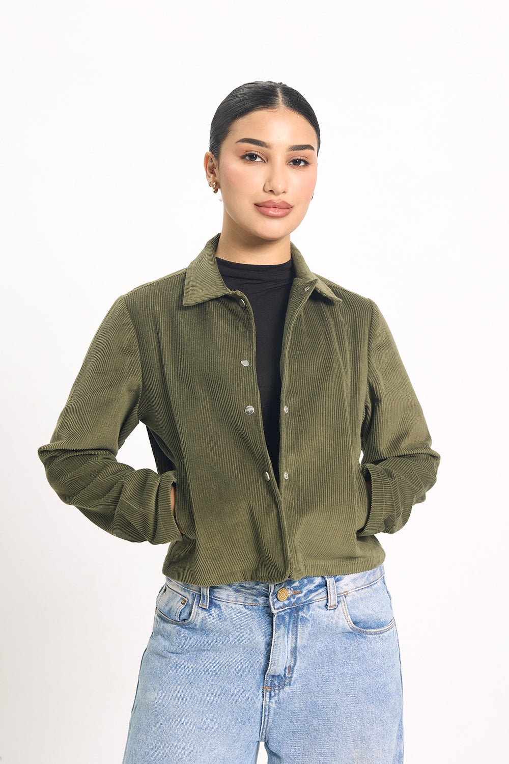 Córd Cropped Jacket - Olive