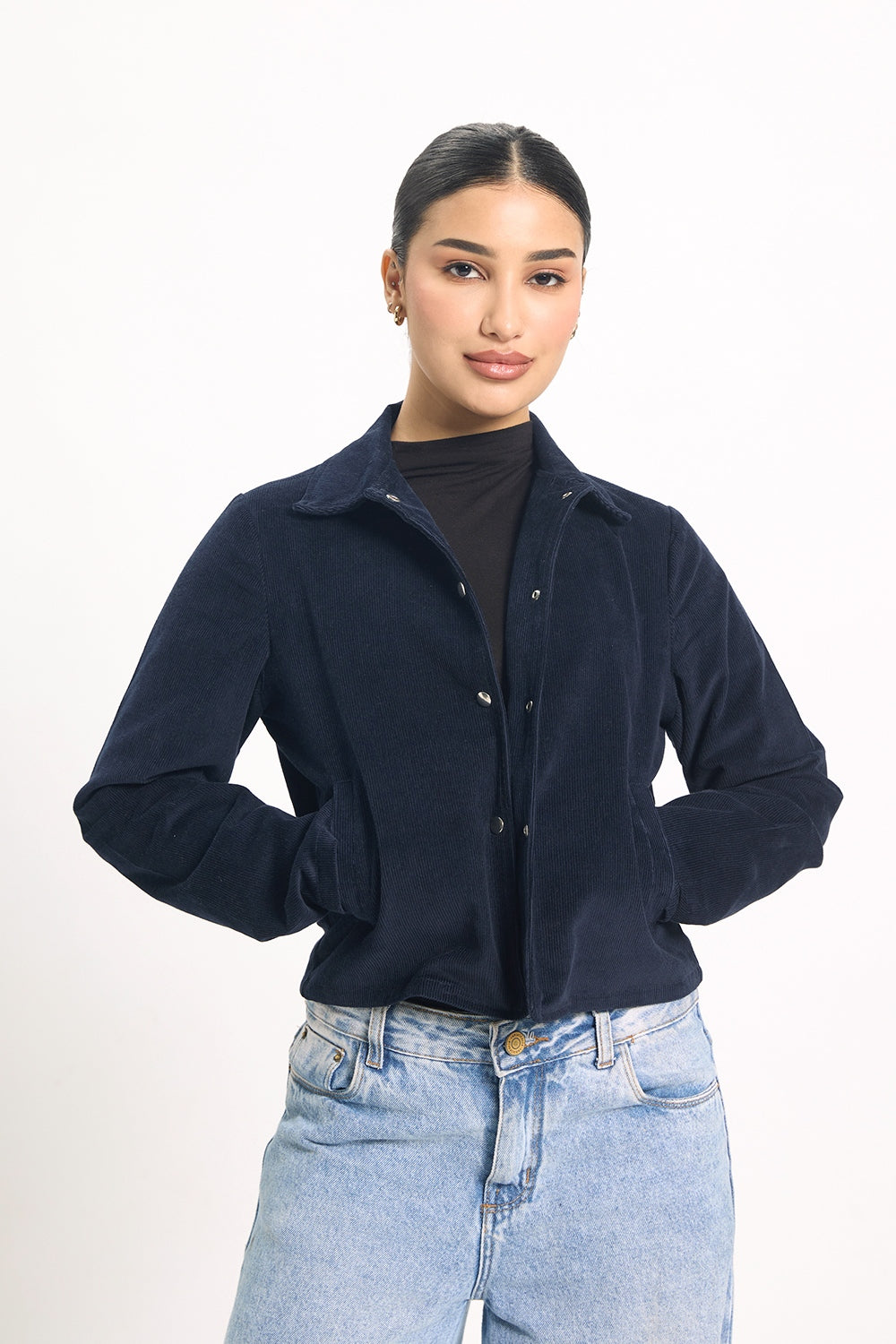 Córd Cropped Jacket - Chalk Navy
