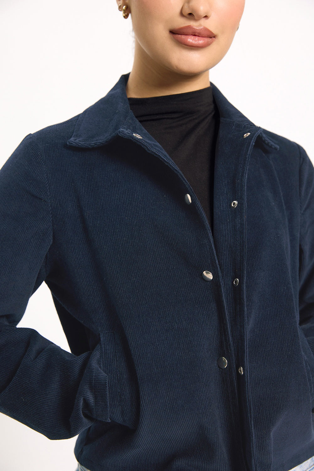 Córd Cropped Jacket - Chalk Navy