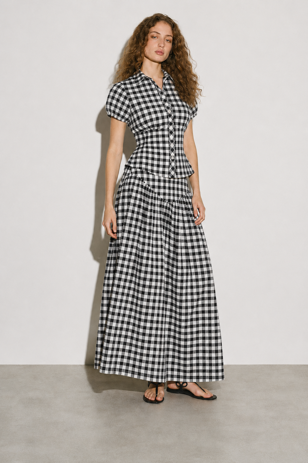 Curve Shirt Coord - Black Check
