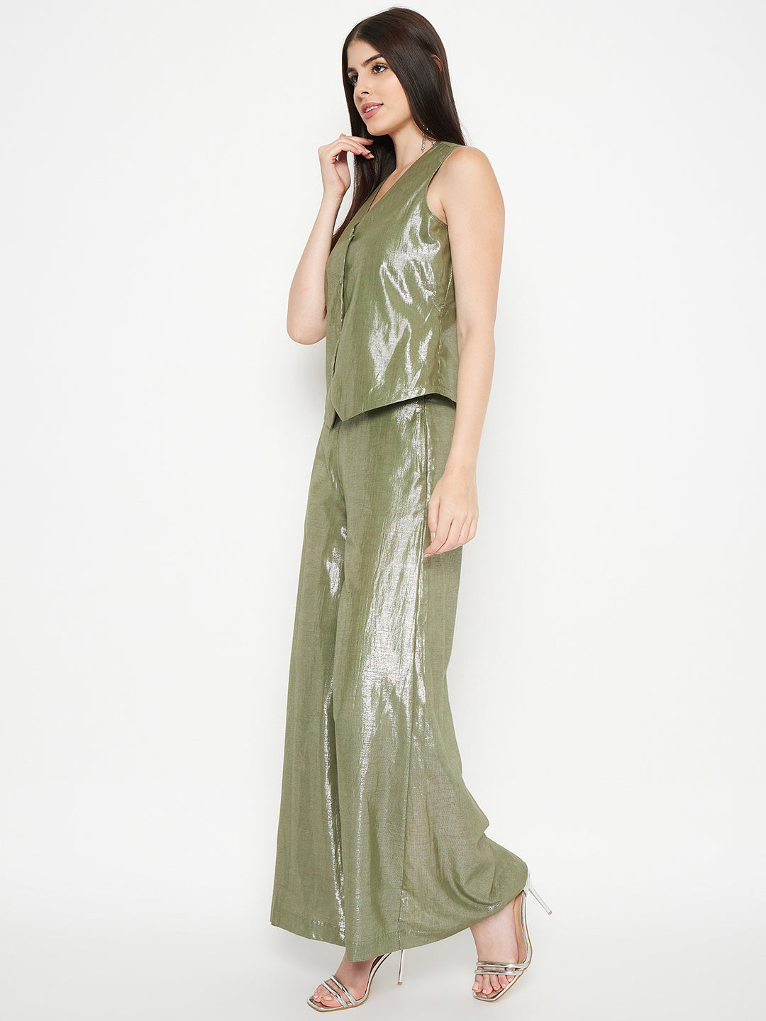 Litsea Waistcoat | Green Shimmer