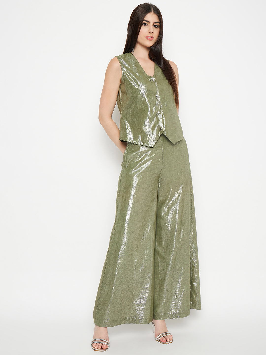 Litsea Waistcoat | Green Shimmer