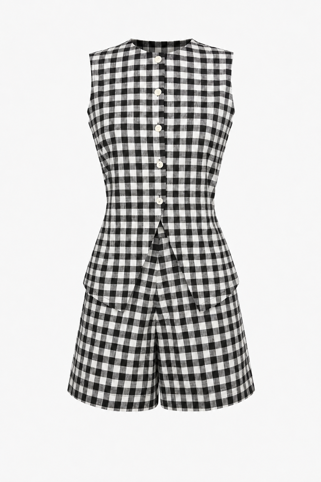 Longline Vest Coord - Black Check