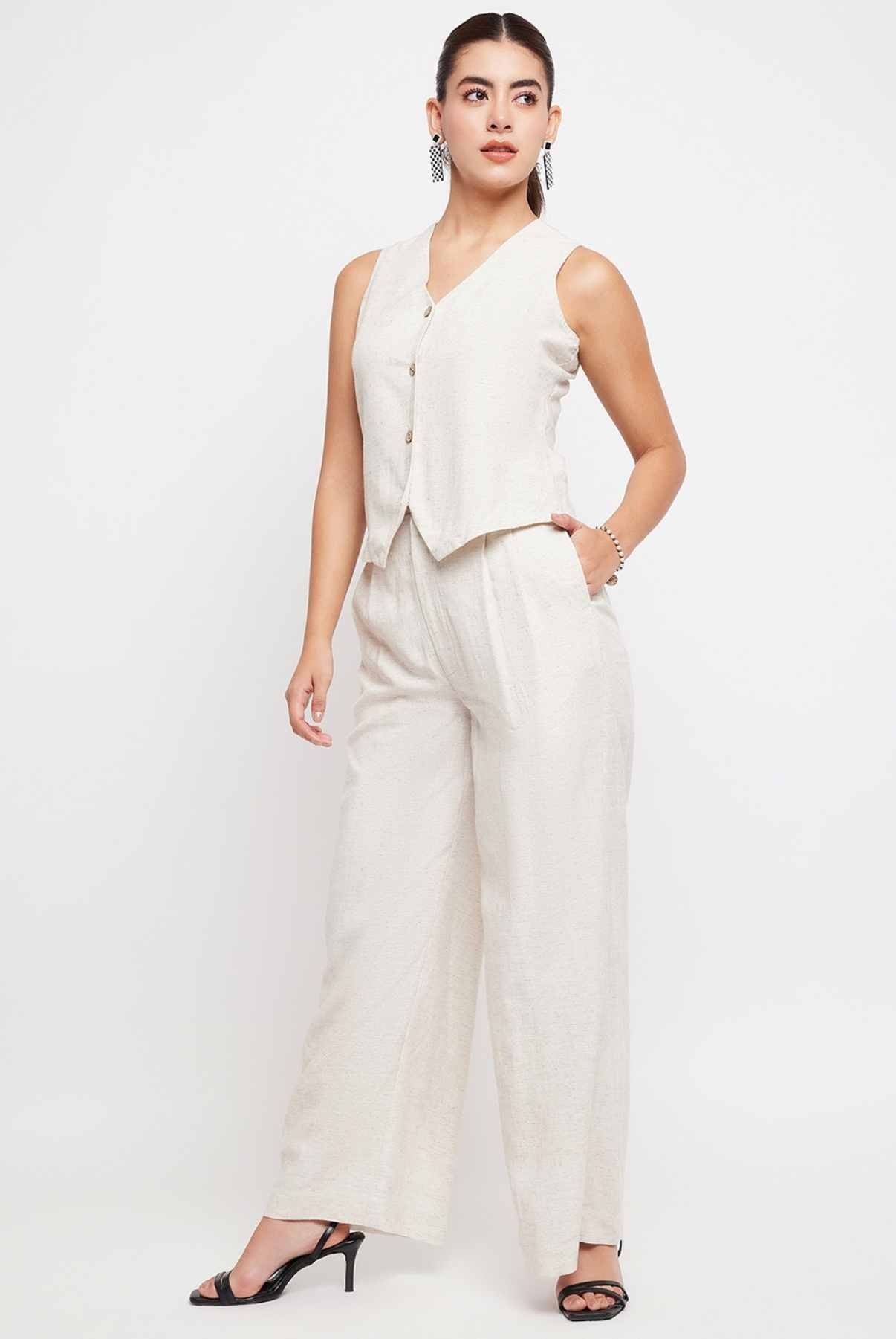 Litsea Waistcoat Set | Off White