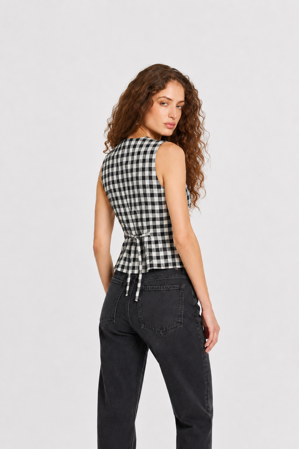 Ivy Waistcoat - Black Check
