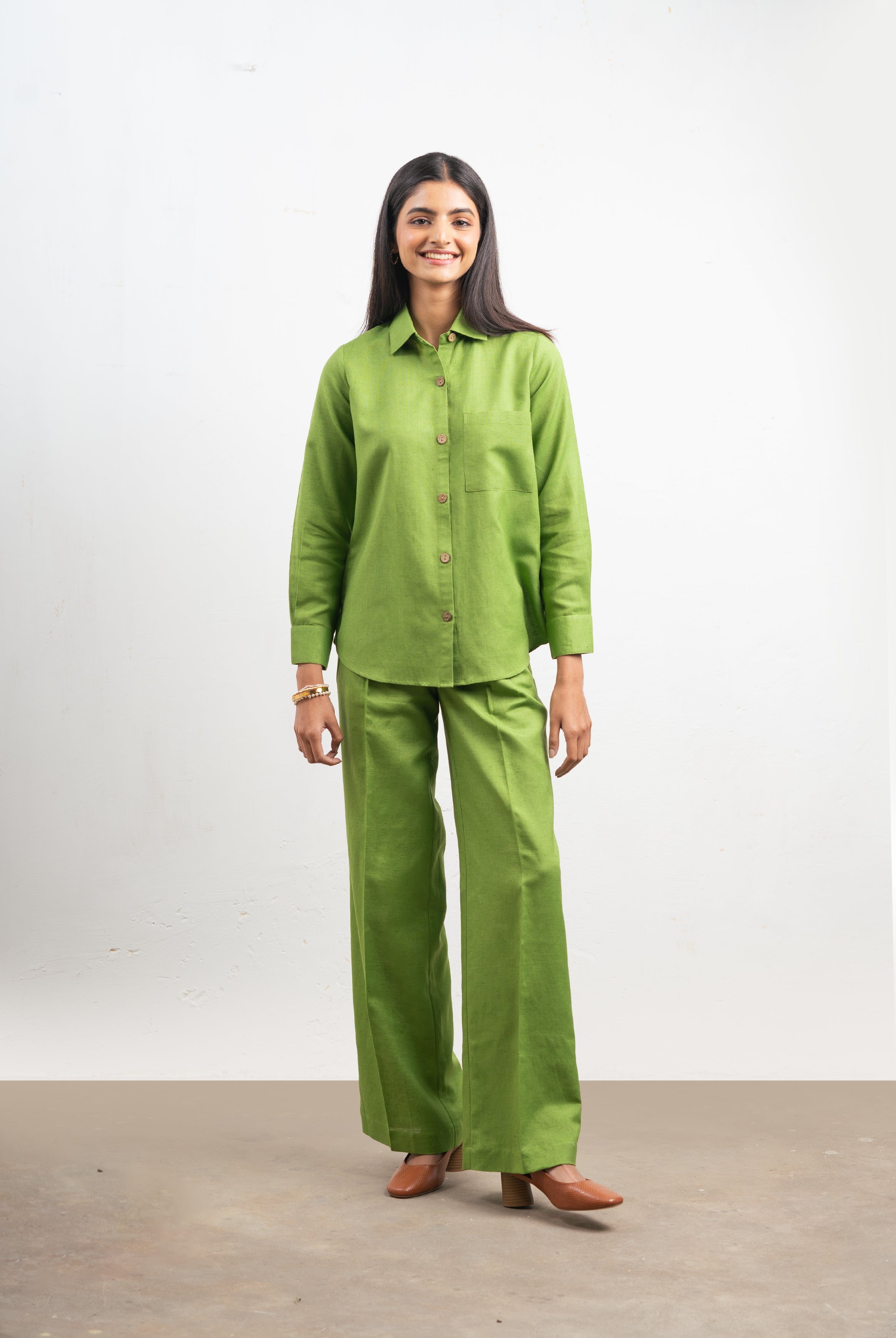 Enate Regular Shirt Set | Green