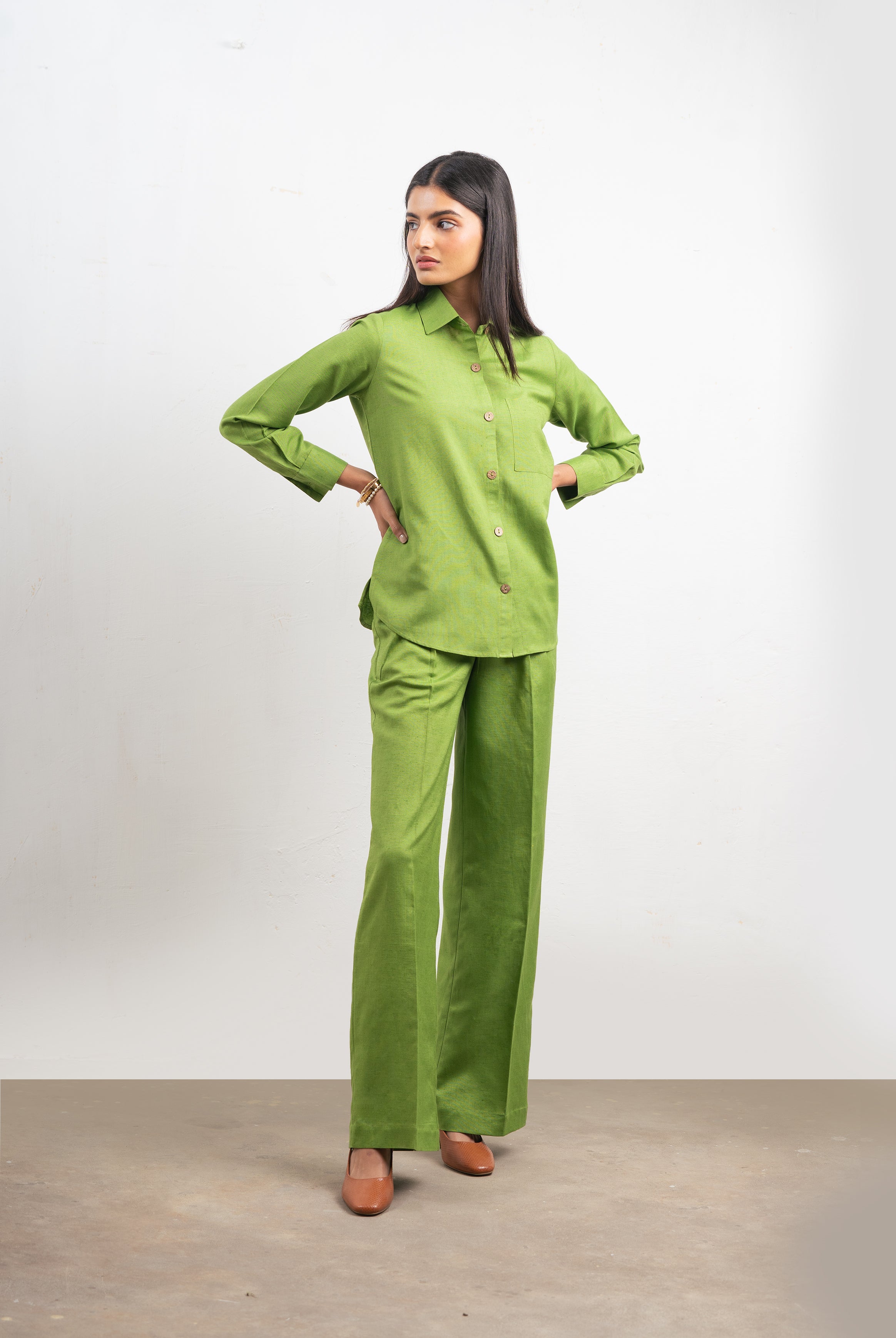 Enate Regular Shirt Set | Green