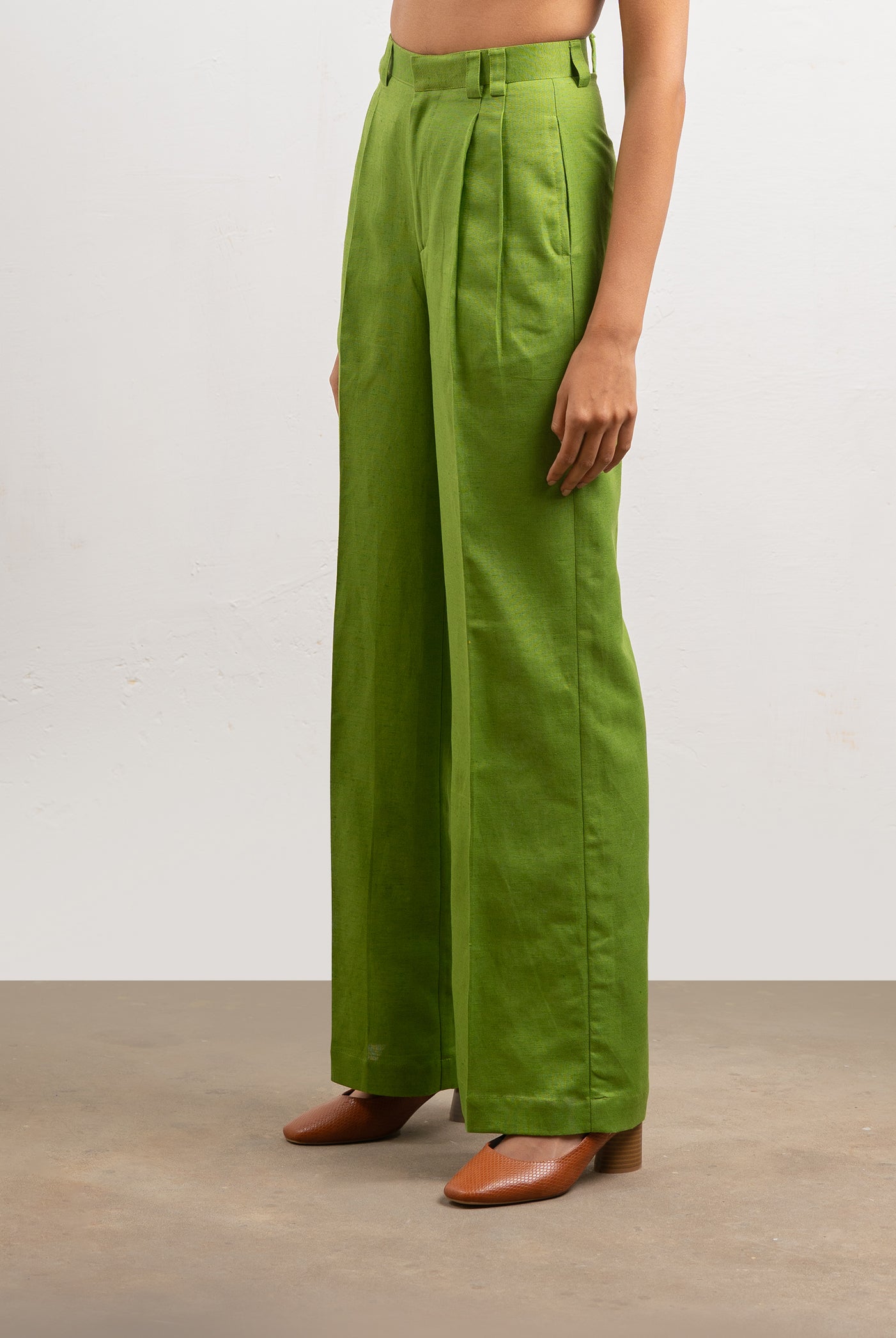 Girth High-Waisted Linen Pants | Green