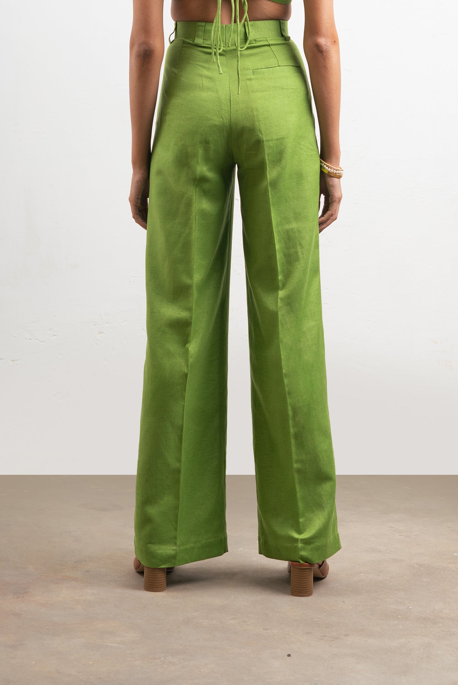 Girth High-Waisted Linen Pants | Green