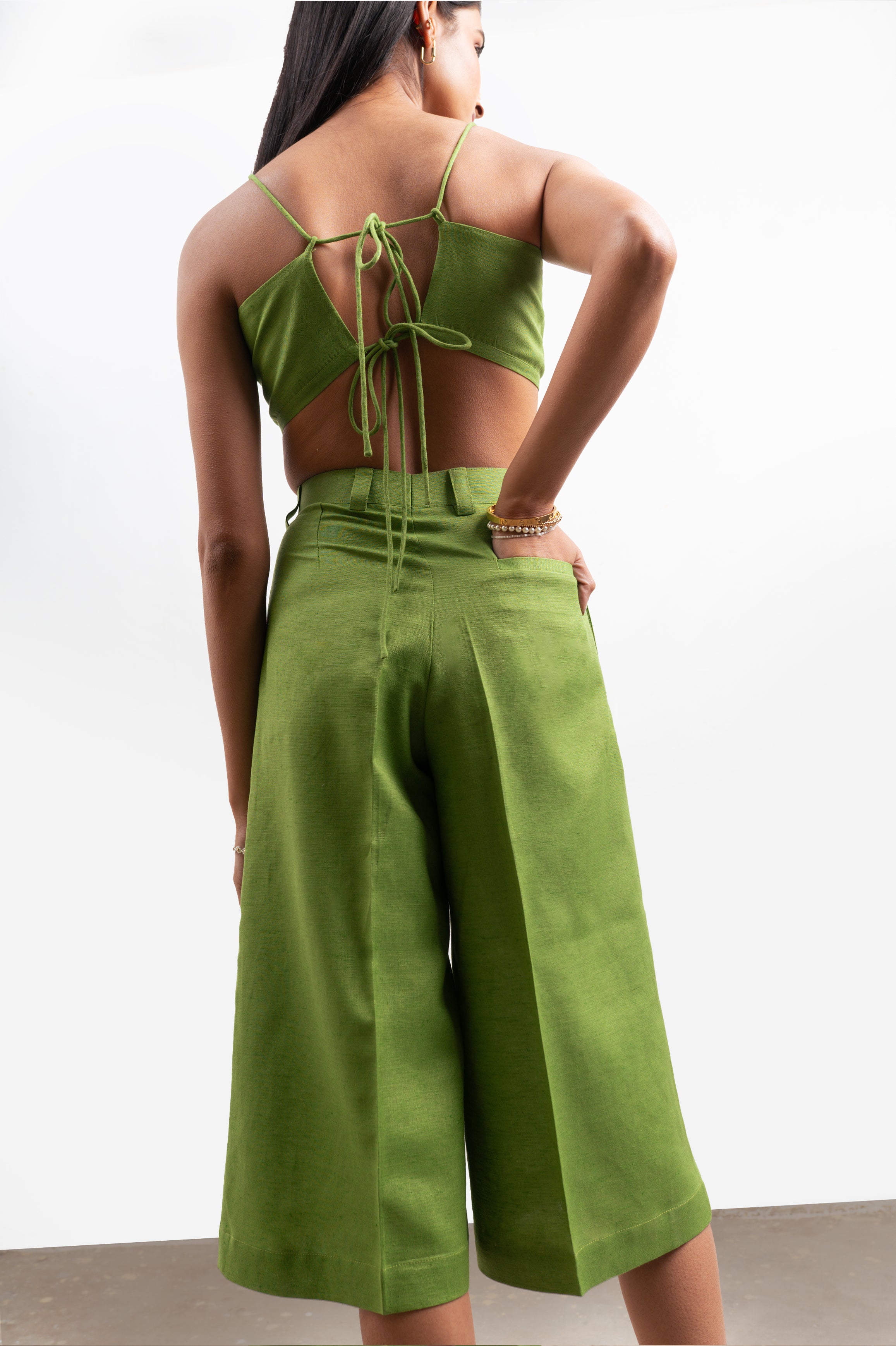 Hollie Bralette Culottes Set | Green