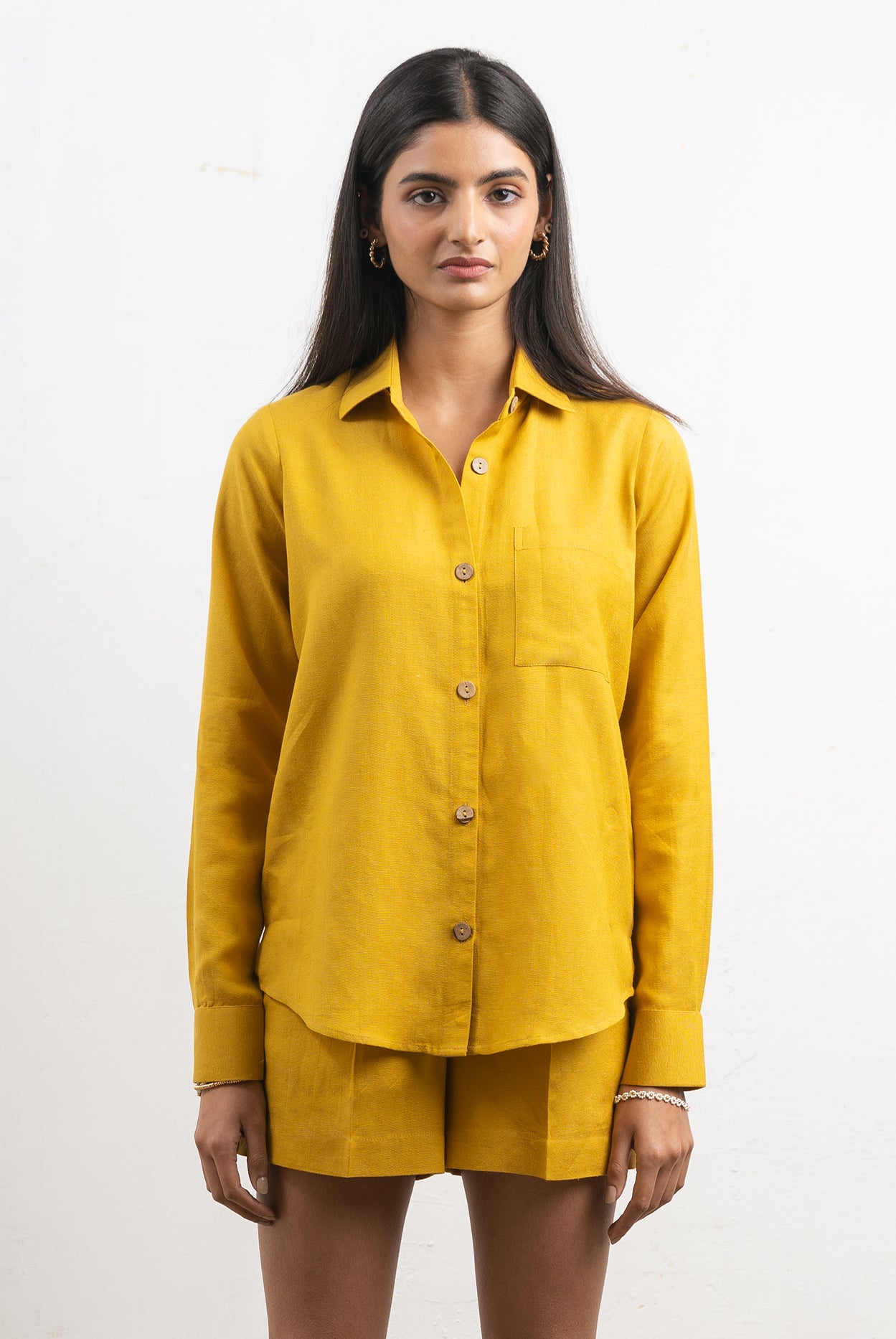 Enate Regular Shirt Set | Mustard