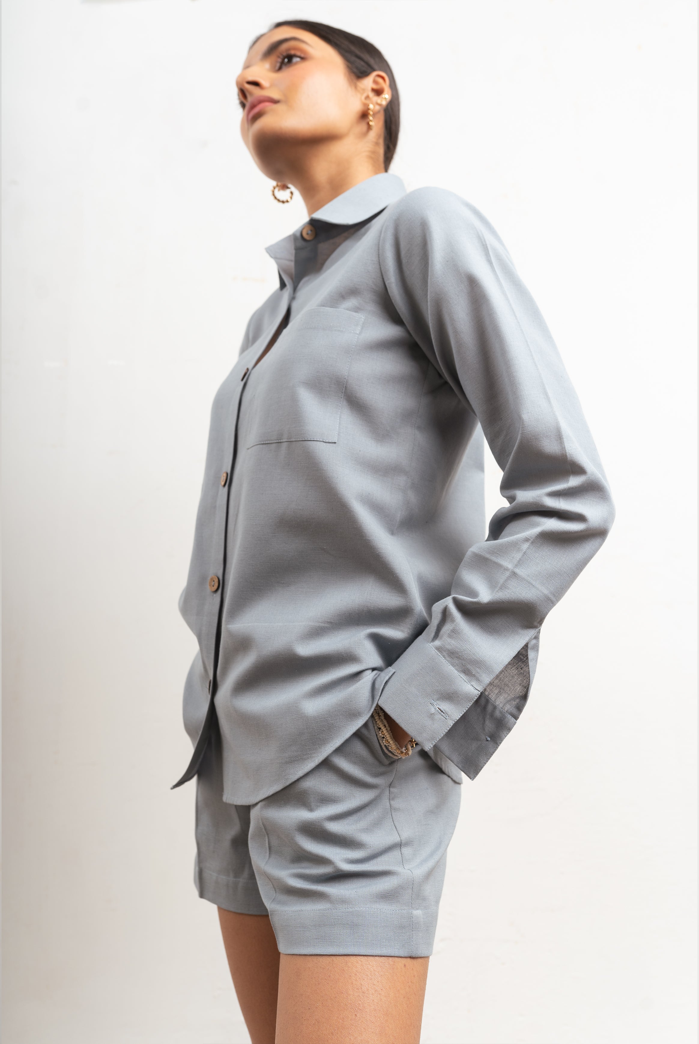 Enate Regular Shirt Set | Slate Blue