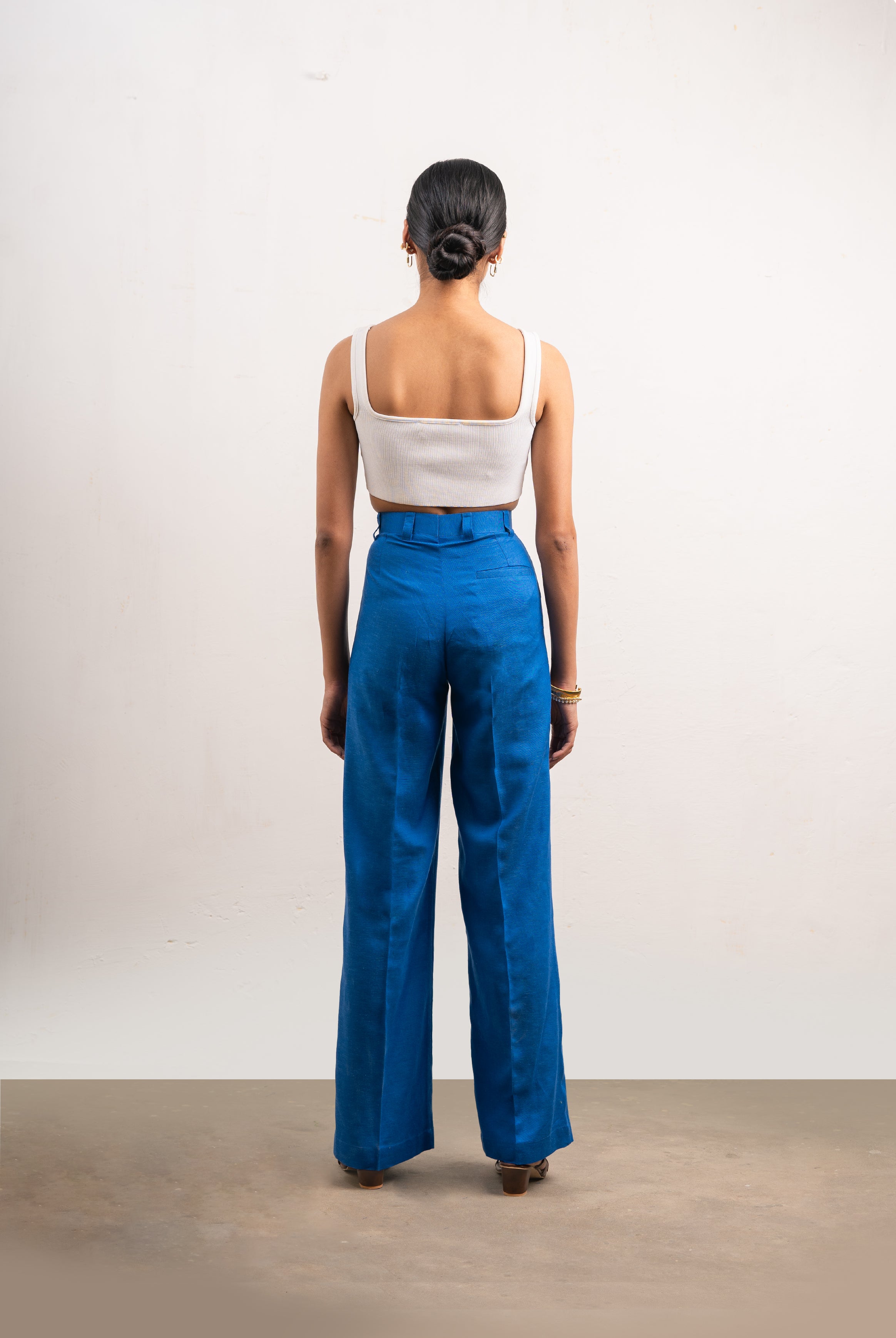 Girth High-Waisted Linen Pants | Blue