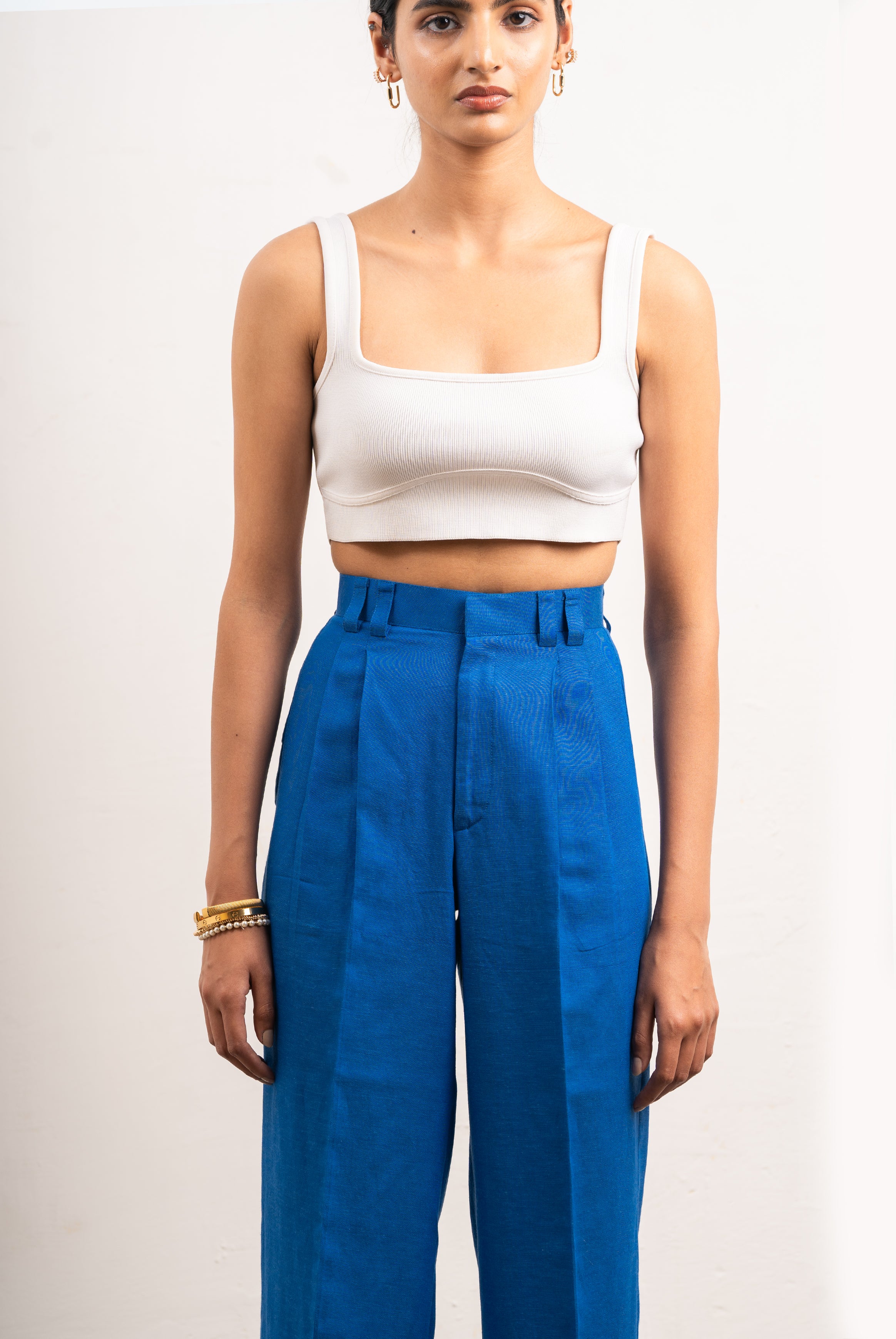 Girth High-Waisted Linen Pants | Blue