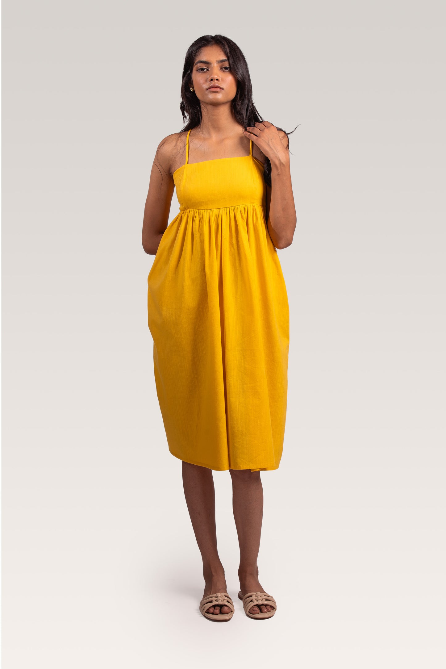 Carna Noodle Strap Dress | Yellow