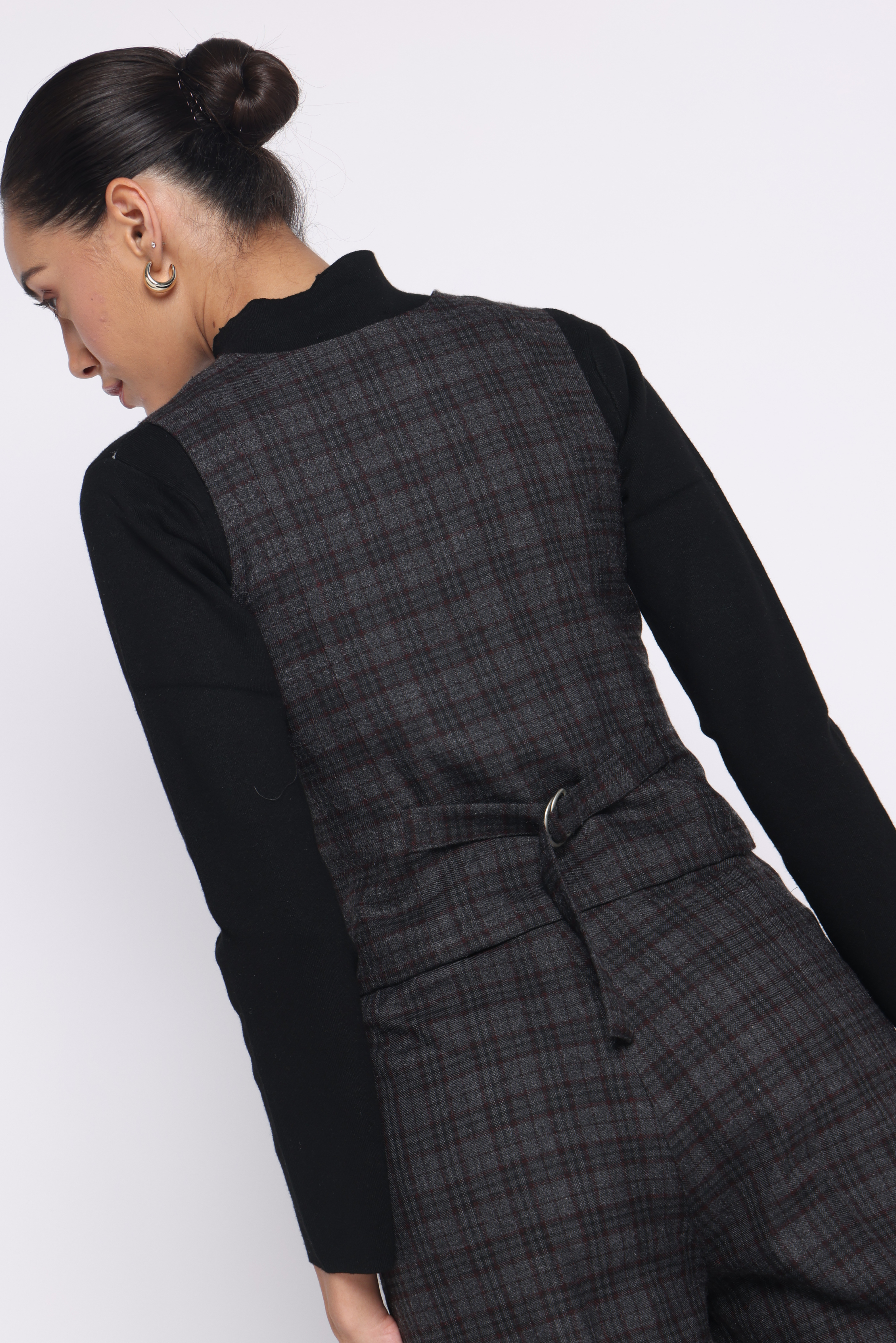 Woolen Waistcoat | Black Checkered