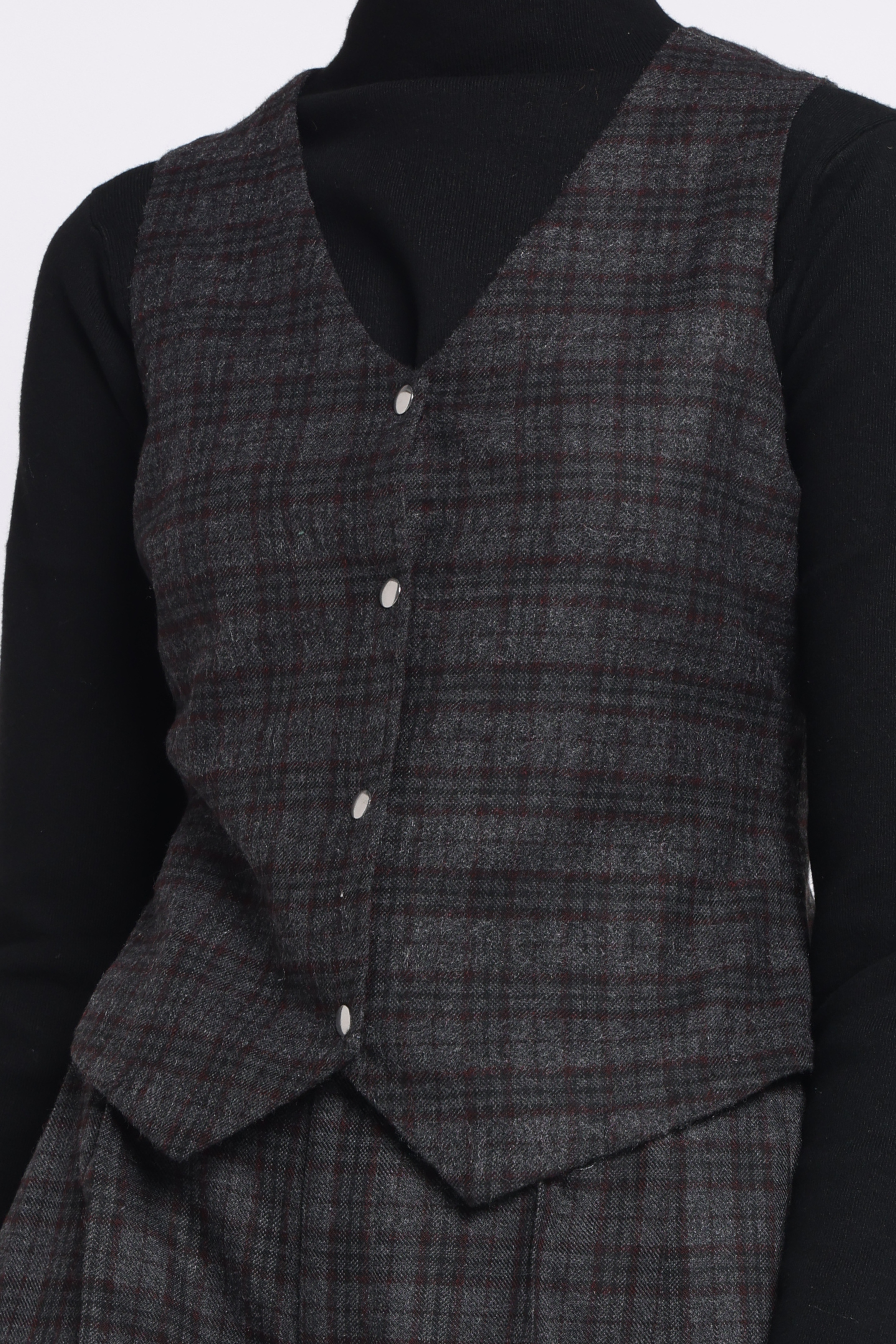 Woolen Waistcoat | Black Checkered