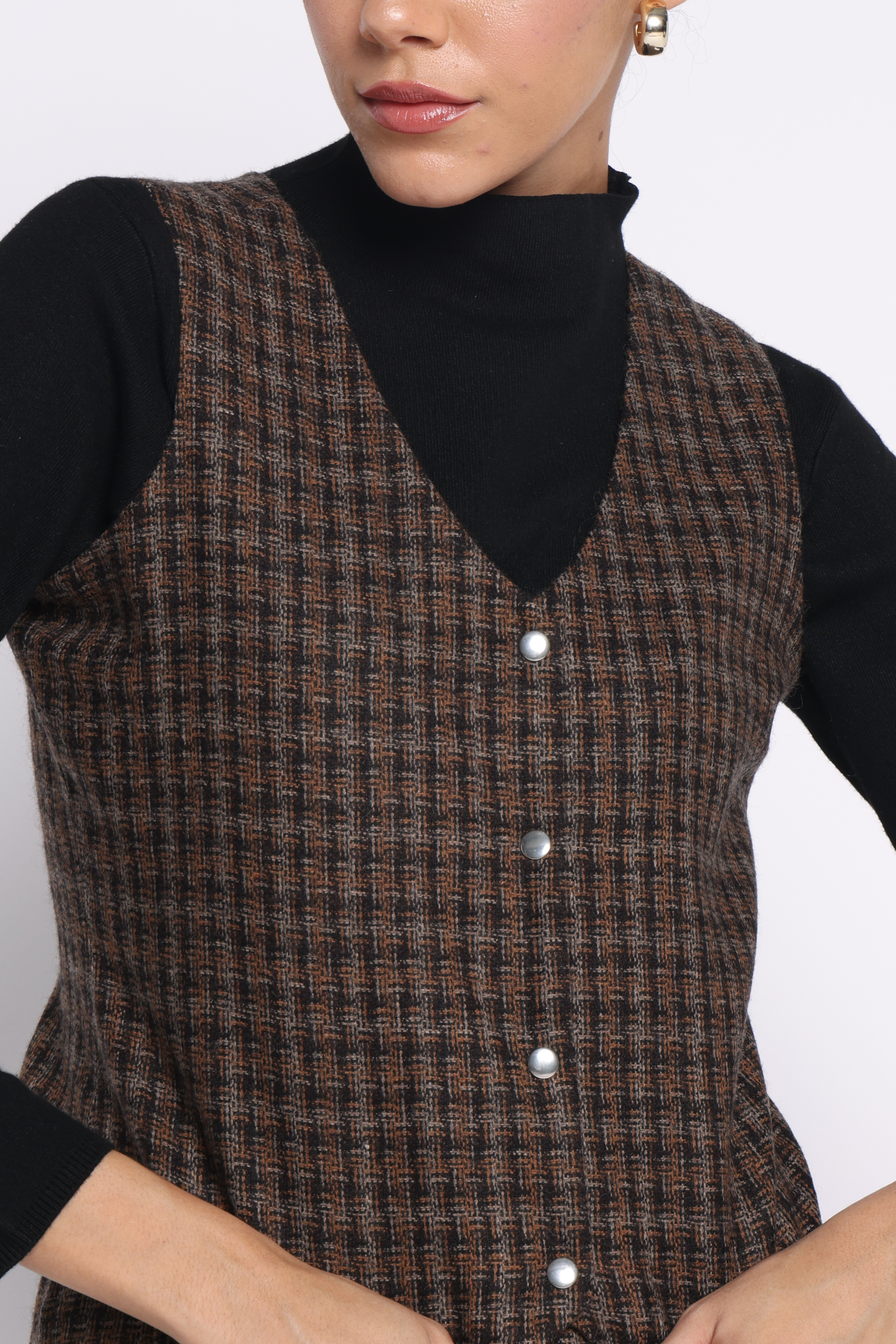 Woolen Waistcoat | Brown Check