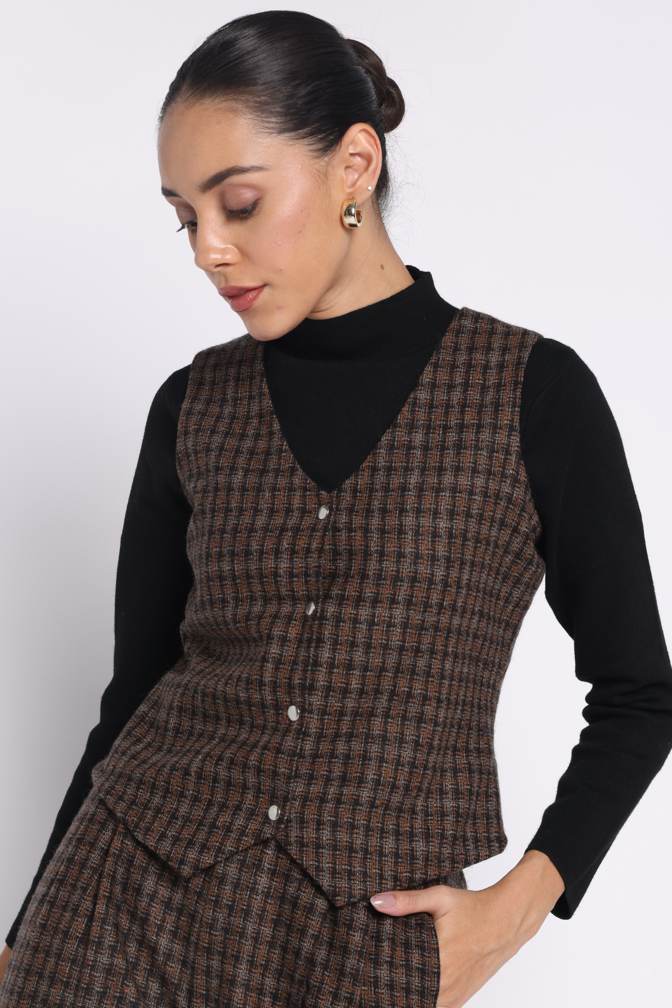 Woolen Waistcoat | Brown Check