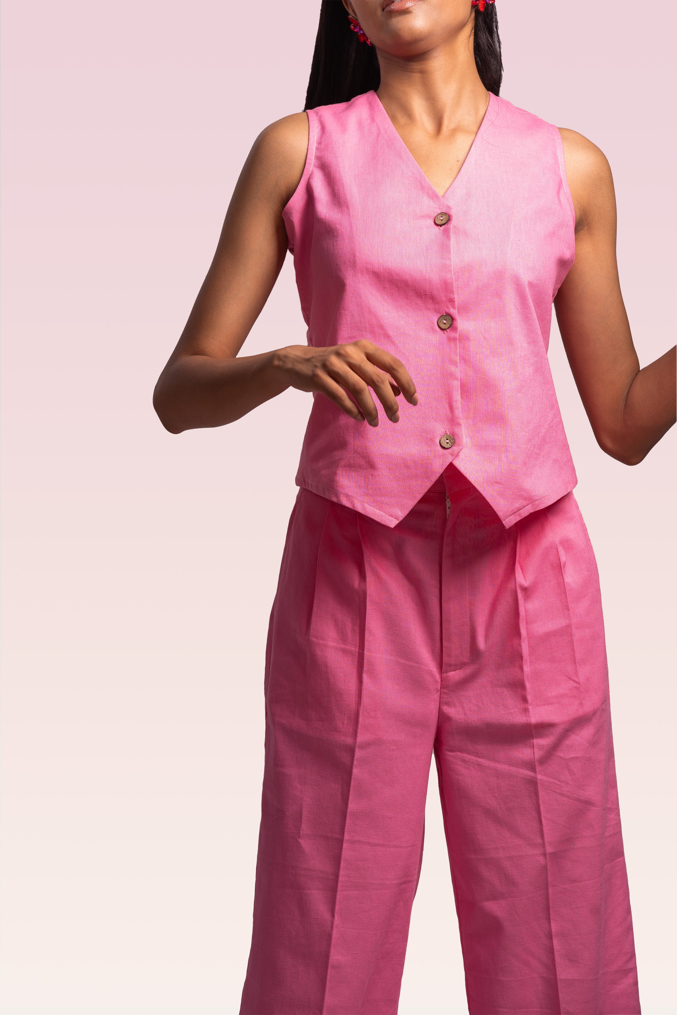 Litsea Waistcoat Set | Pink