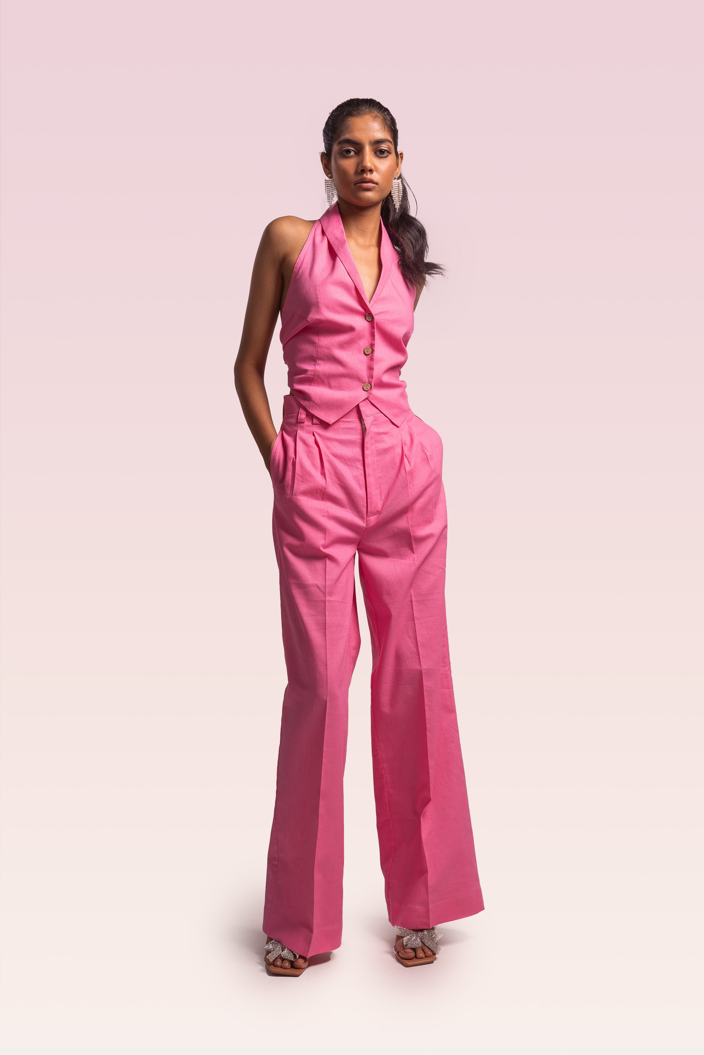 Elise Waistcoat Set | Pink