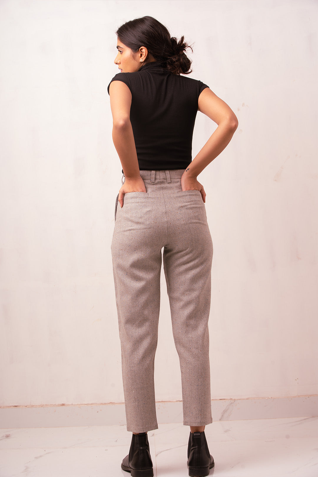 Hors High-Waisted Woolen Pants | Grey