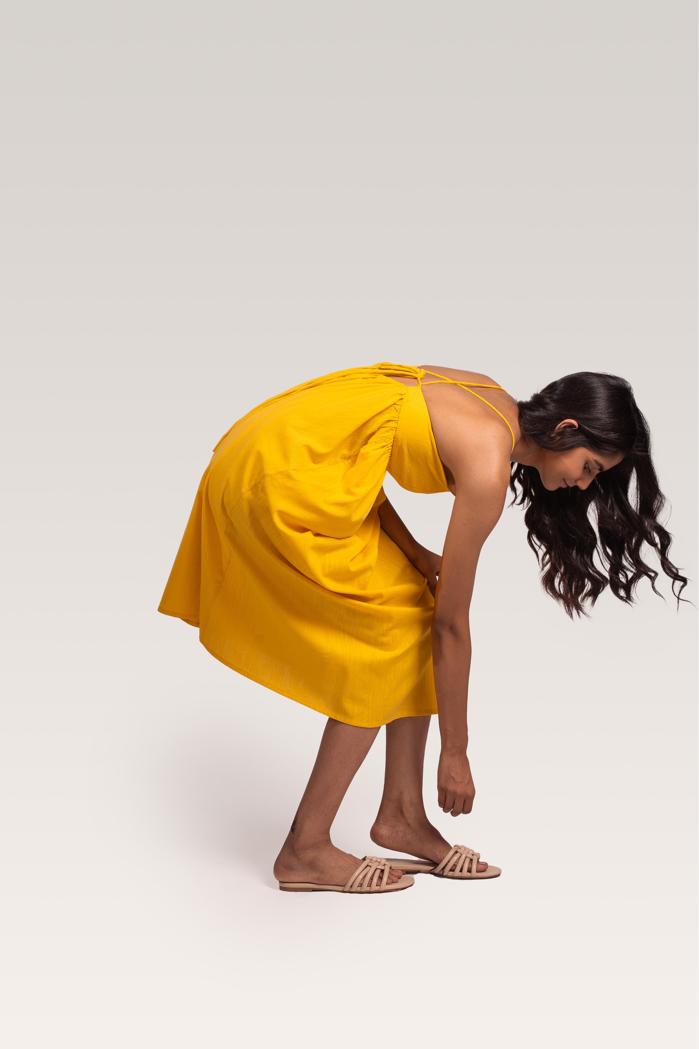 Carna Noodle Strap Dress | Yellow