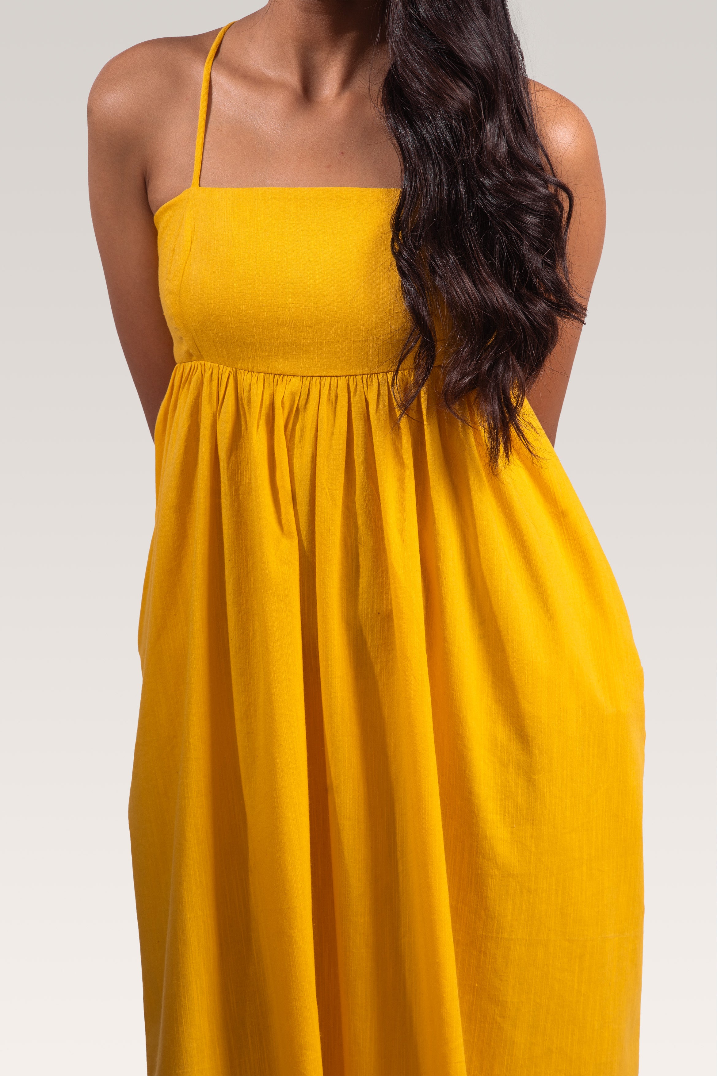 Carna Noodle Strap Dress | Yellow