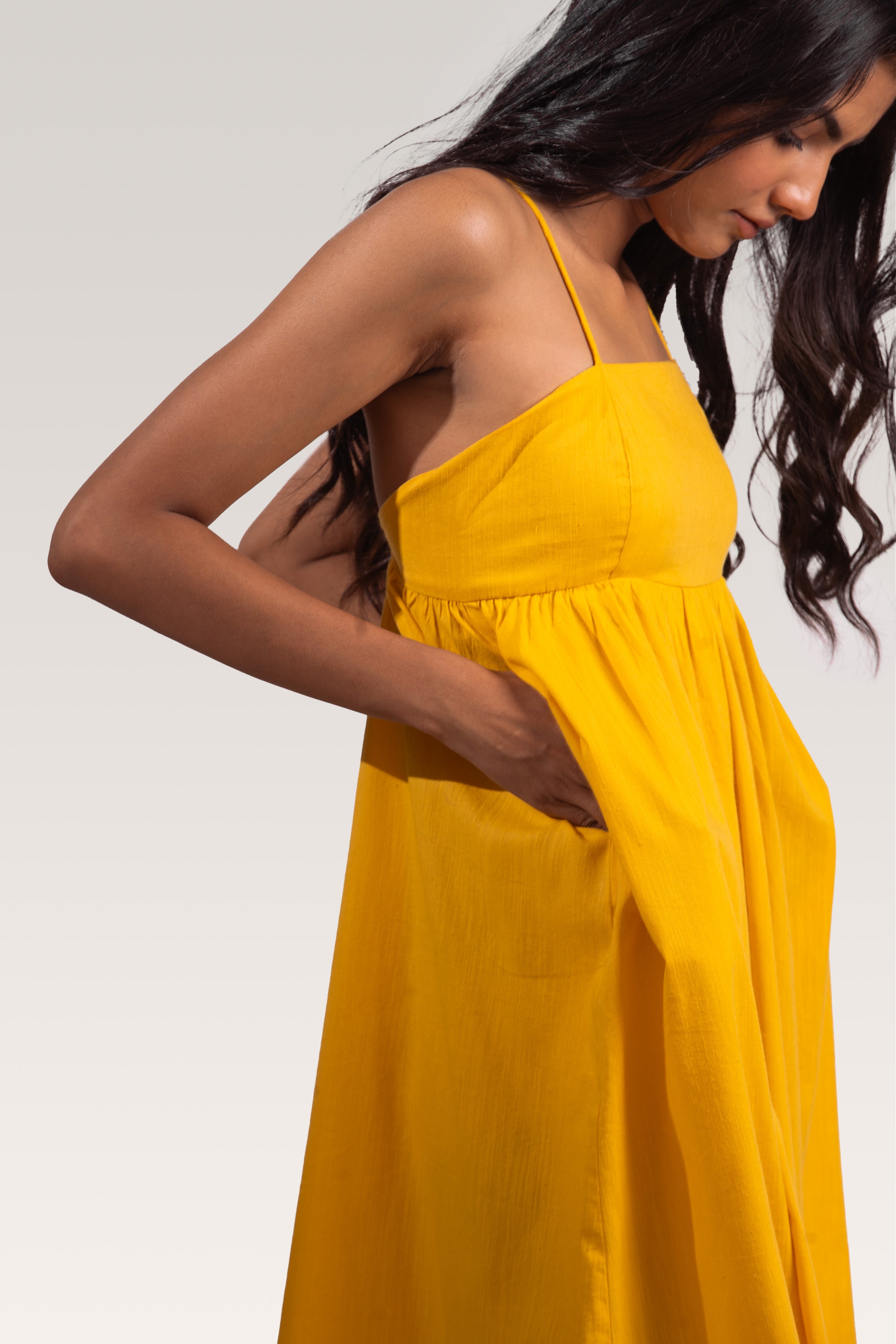 Carna Noodle Strap Dress | Yellow