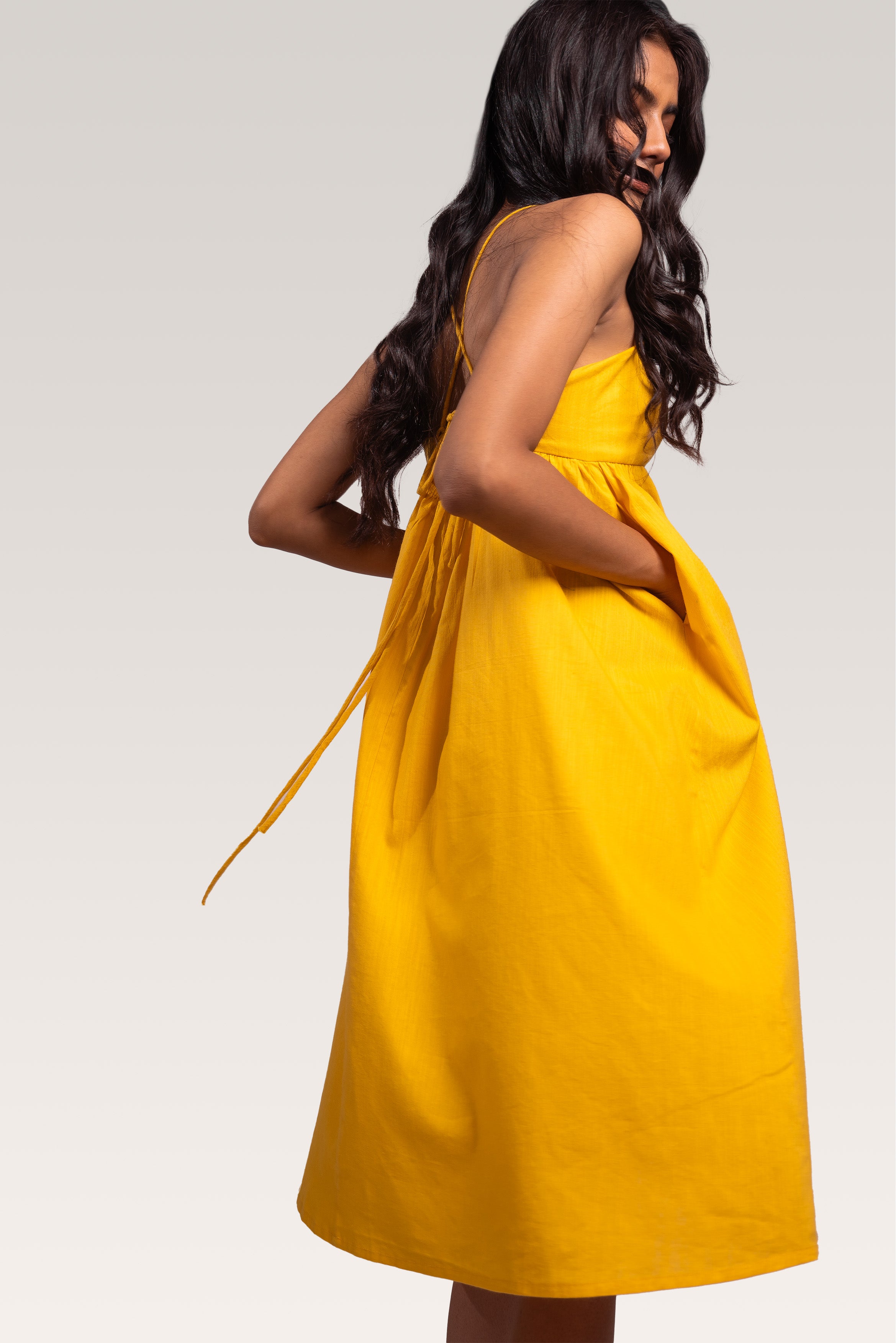 Carna Noodle Strap Dress | Yellow