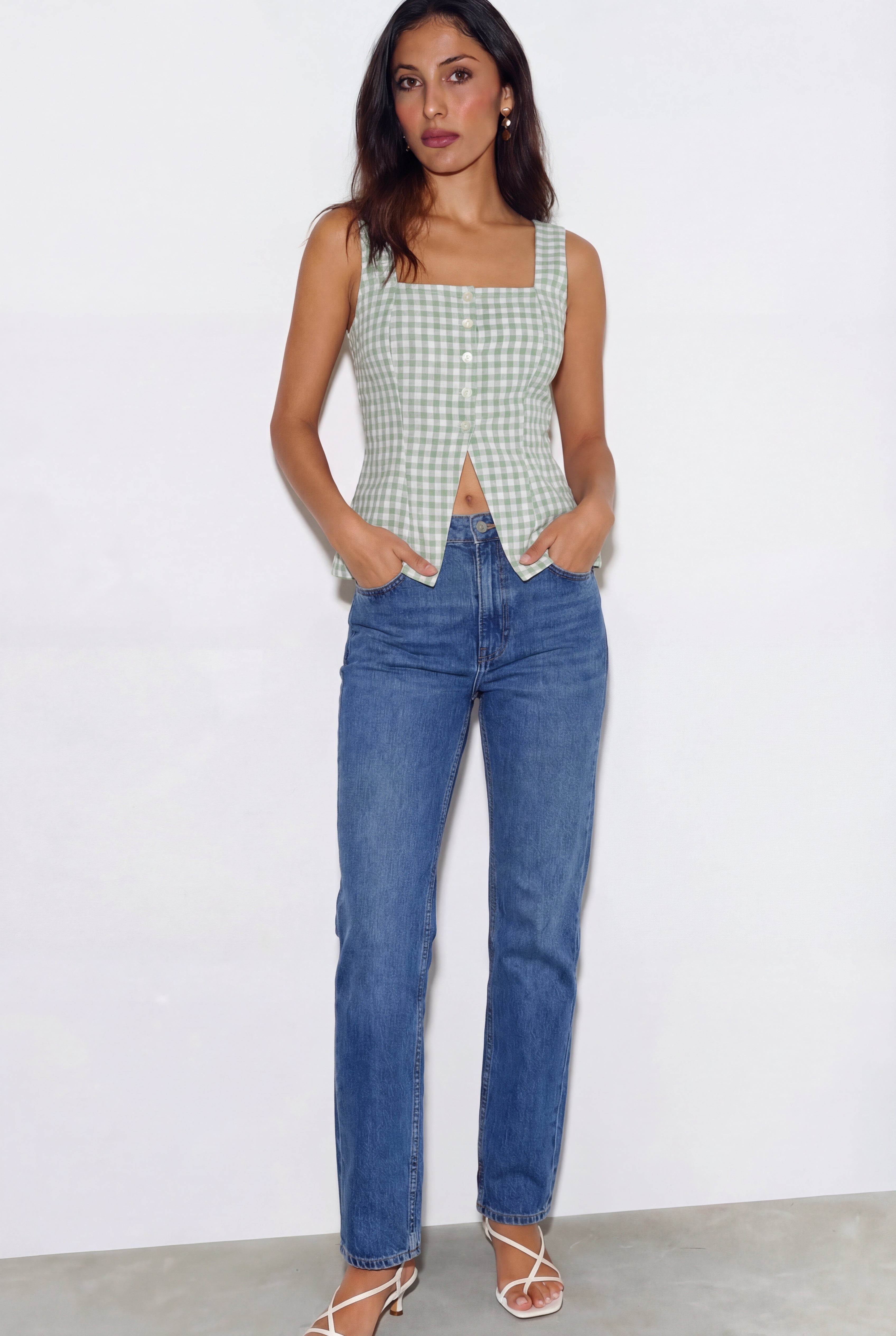Muse Gingham Top - Green