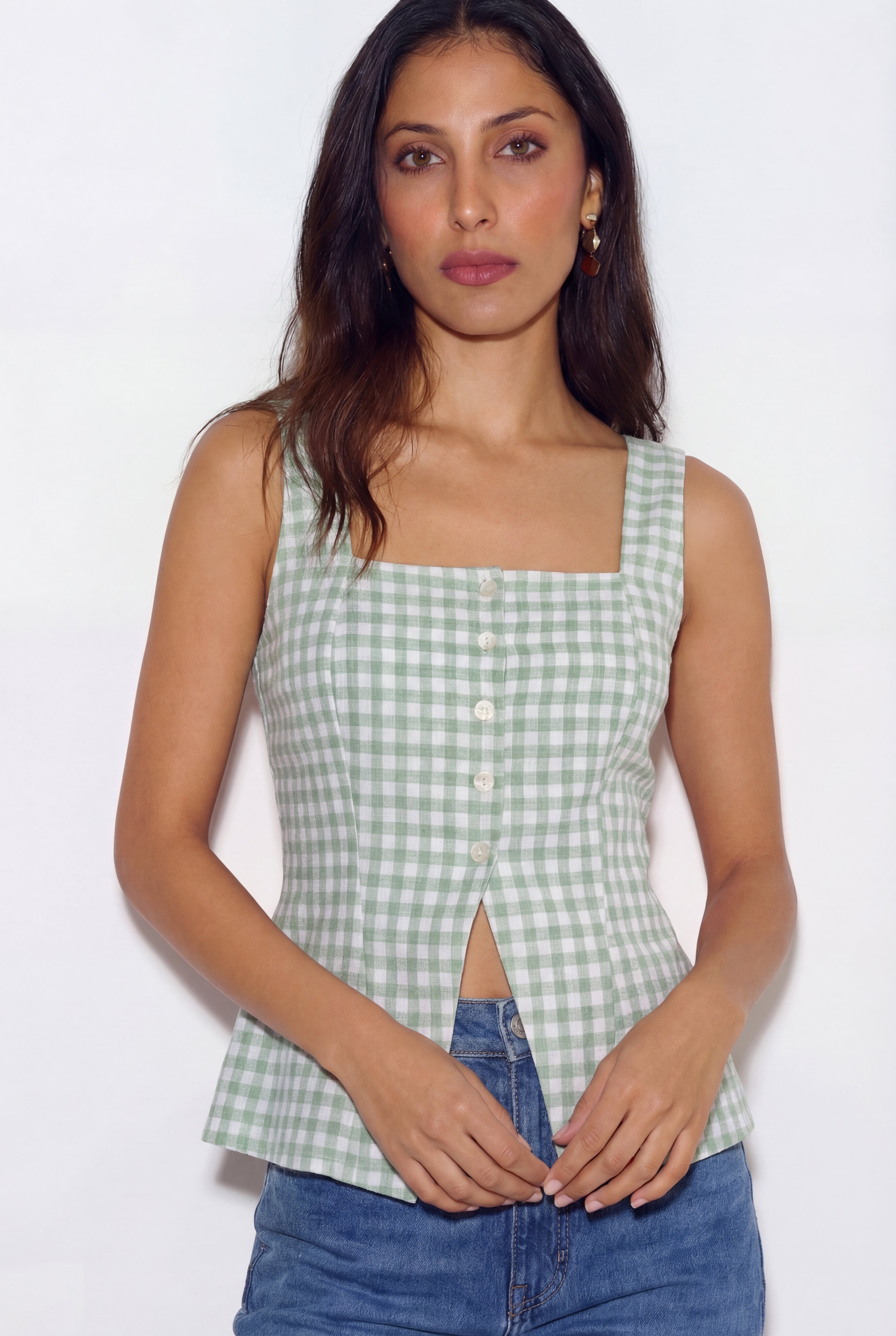 Muse Gingham Top - Green