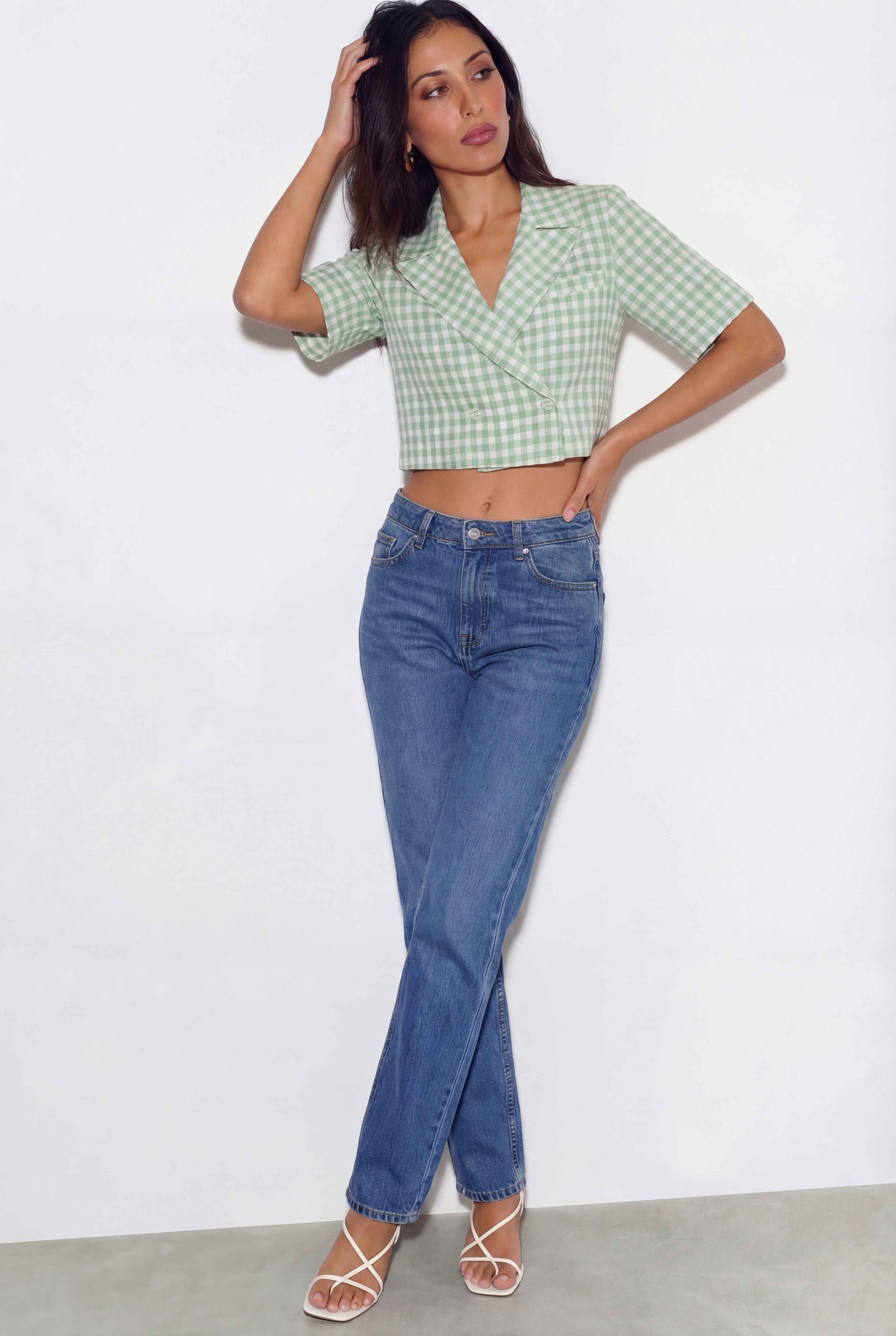 Clover Gingham Blazer - Green