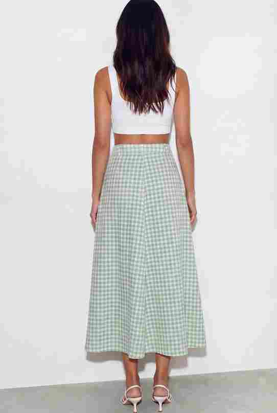 Andrea Gingham Skirt - Green