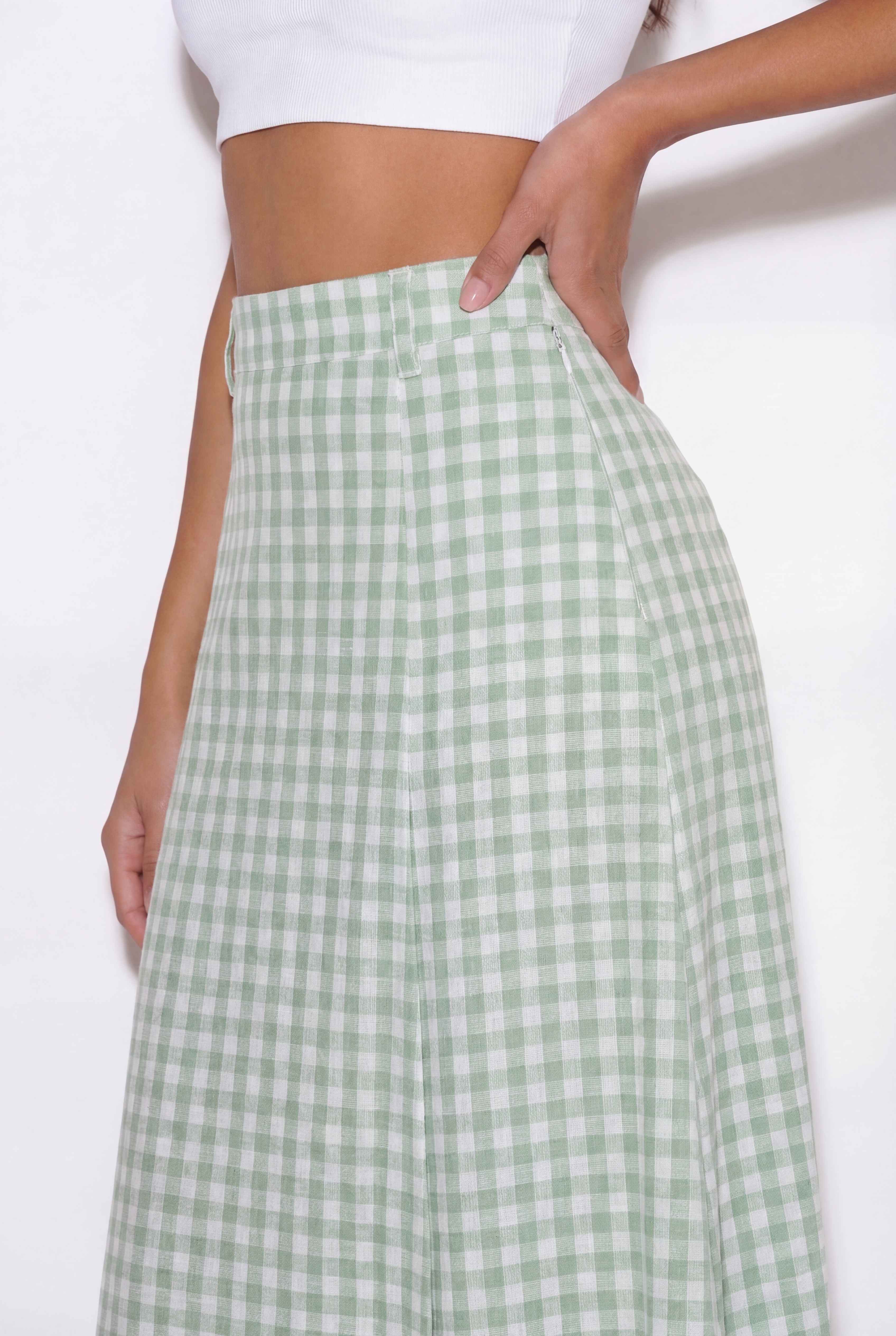 Andrea Gingham Skirt - Green