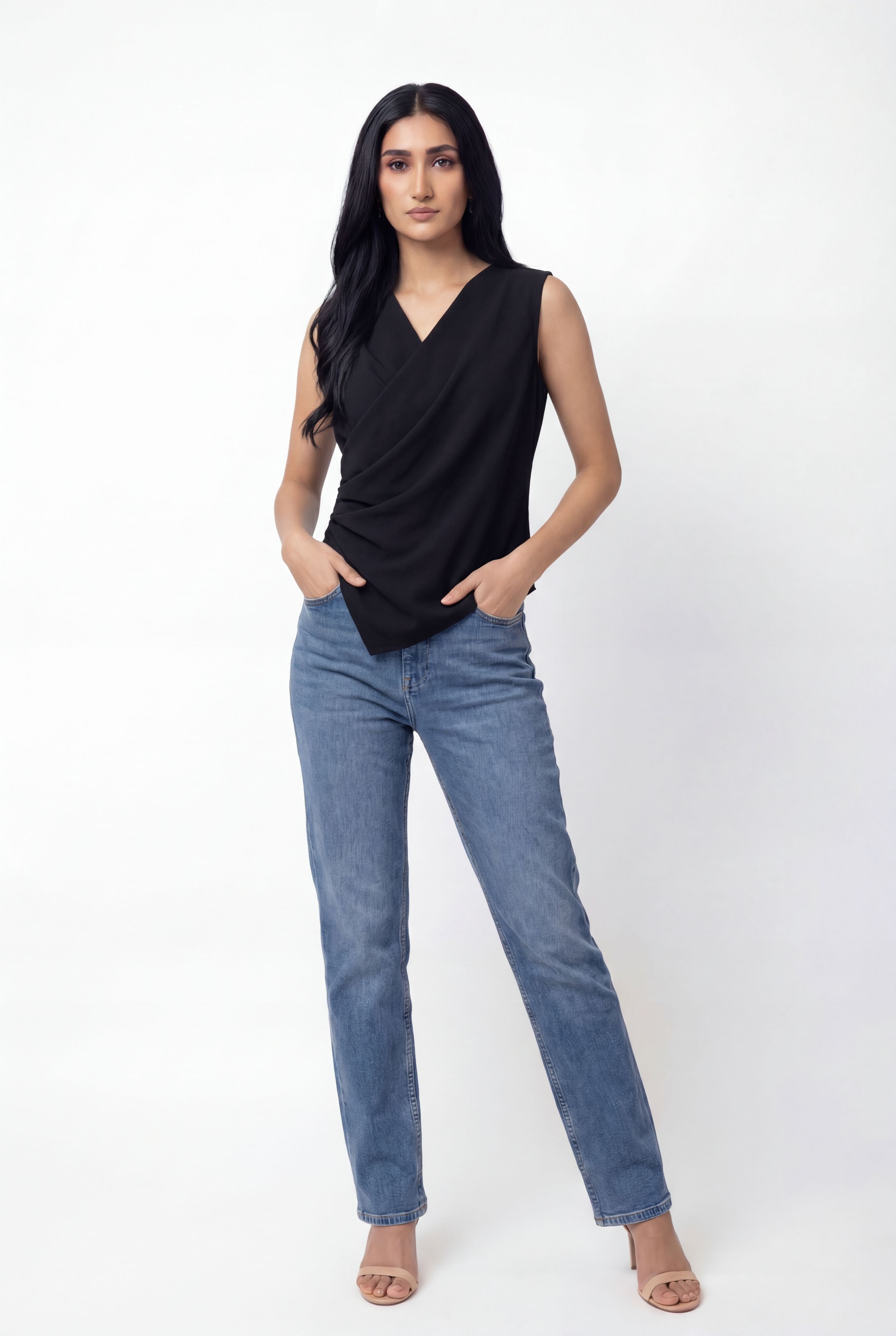 Cowl Cross Top - Onyx