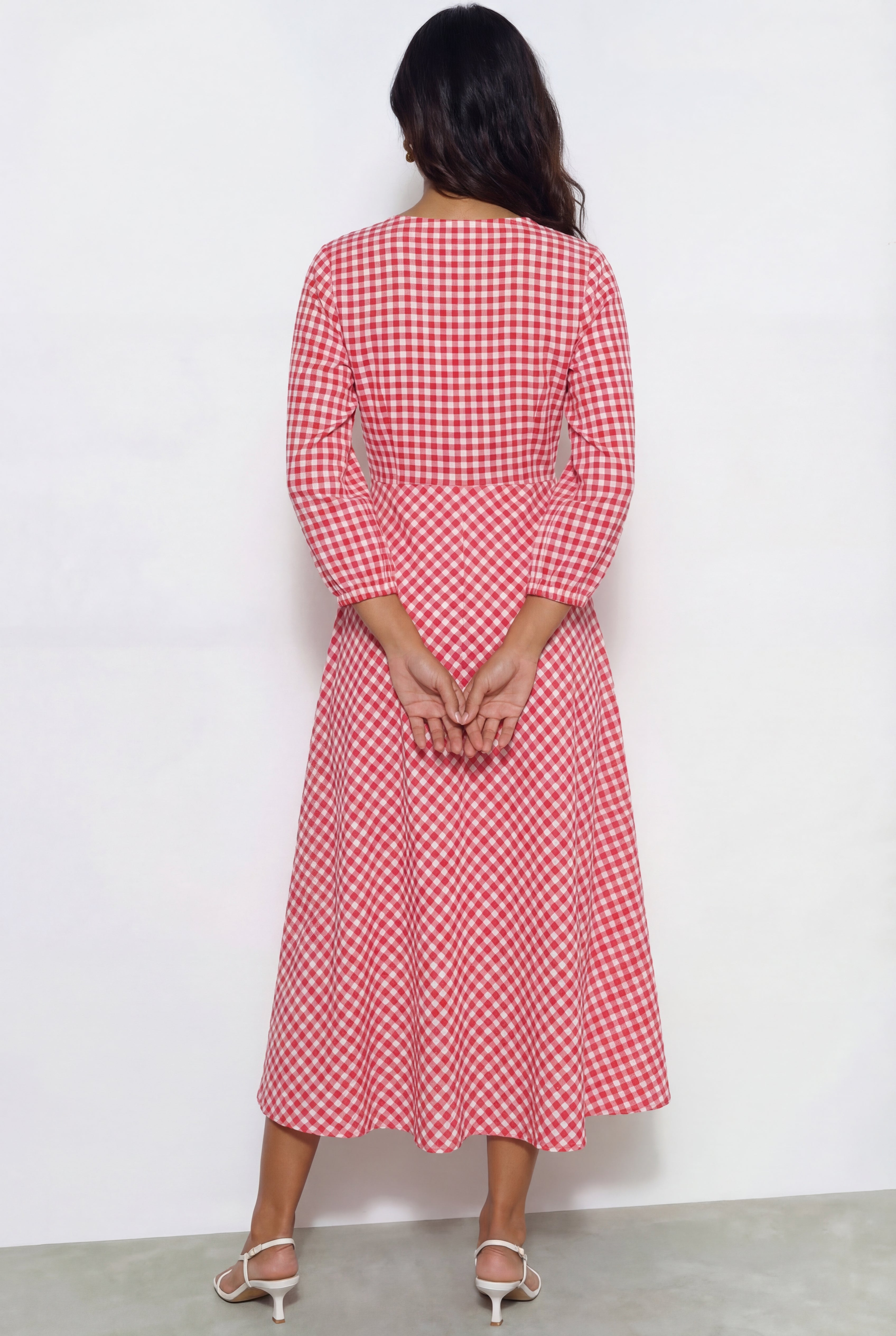 Knot Ghingham Dress - Red