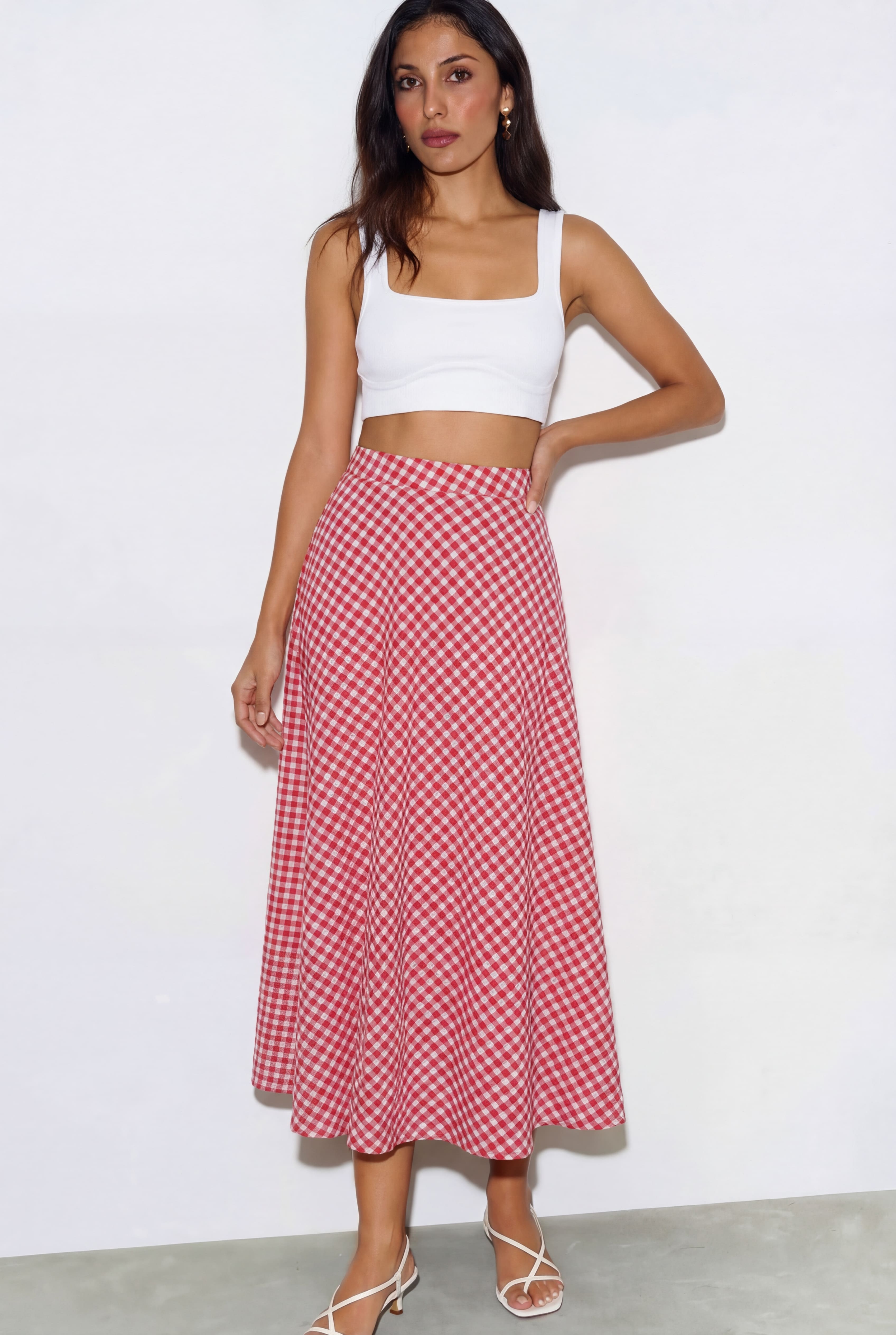 Poppy Gingham Skirt - Red