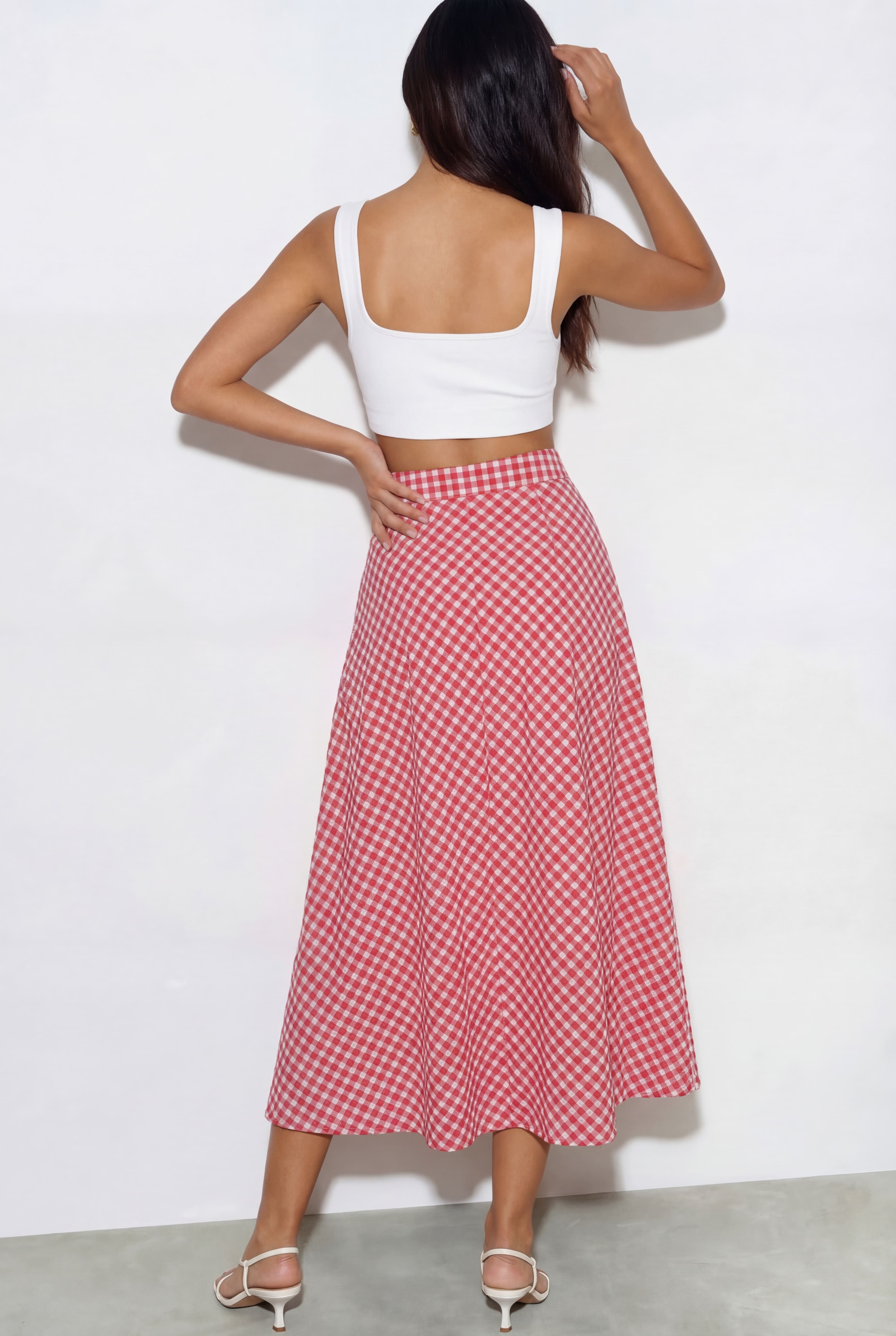 Poppy Gingham Skirt - Red