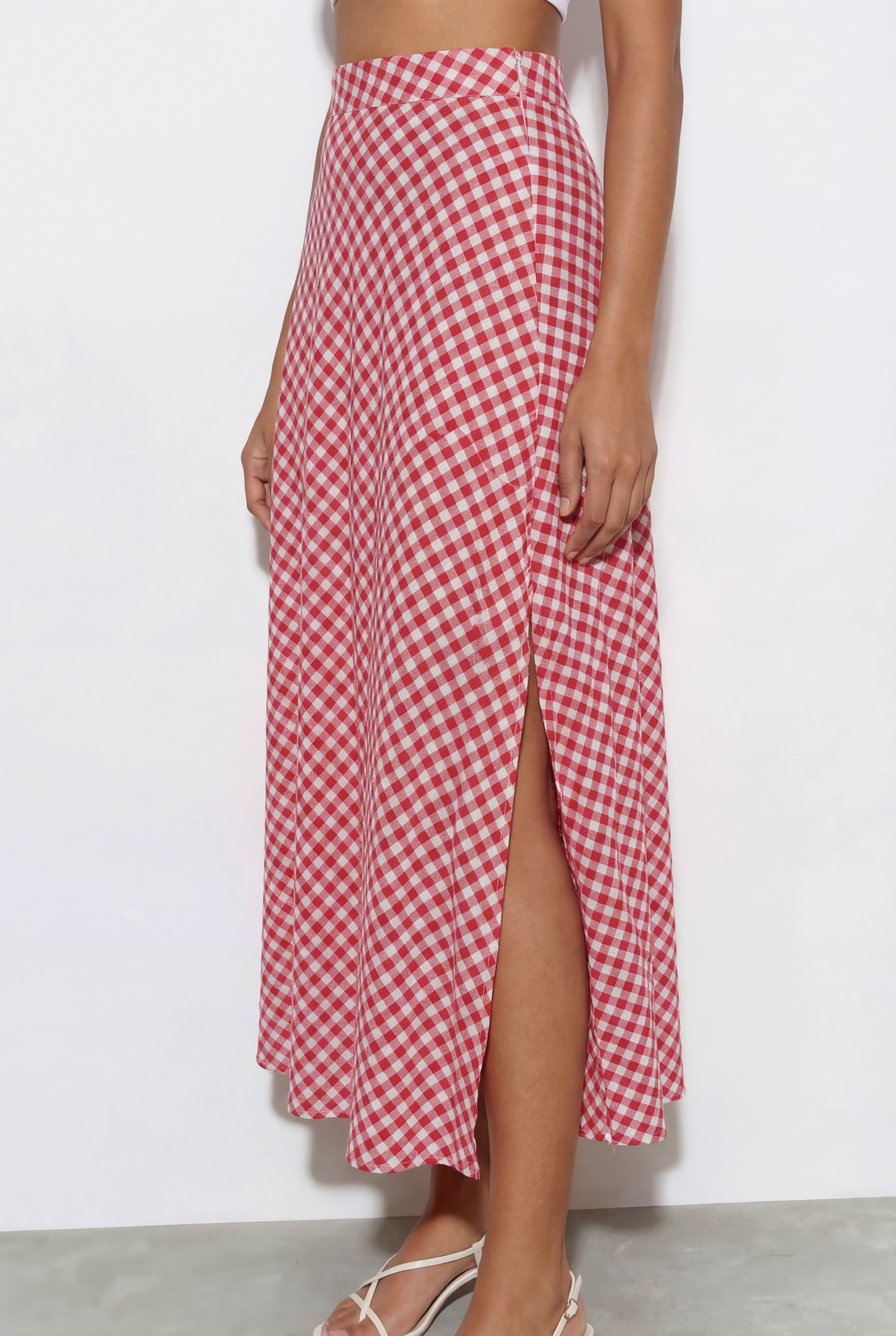 Poppy Gingham Skirt - Red