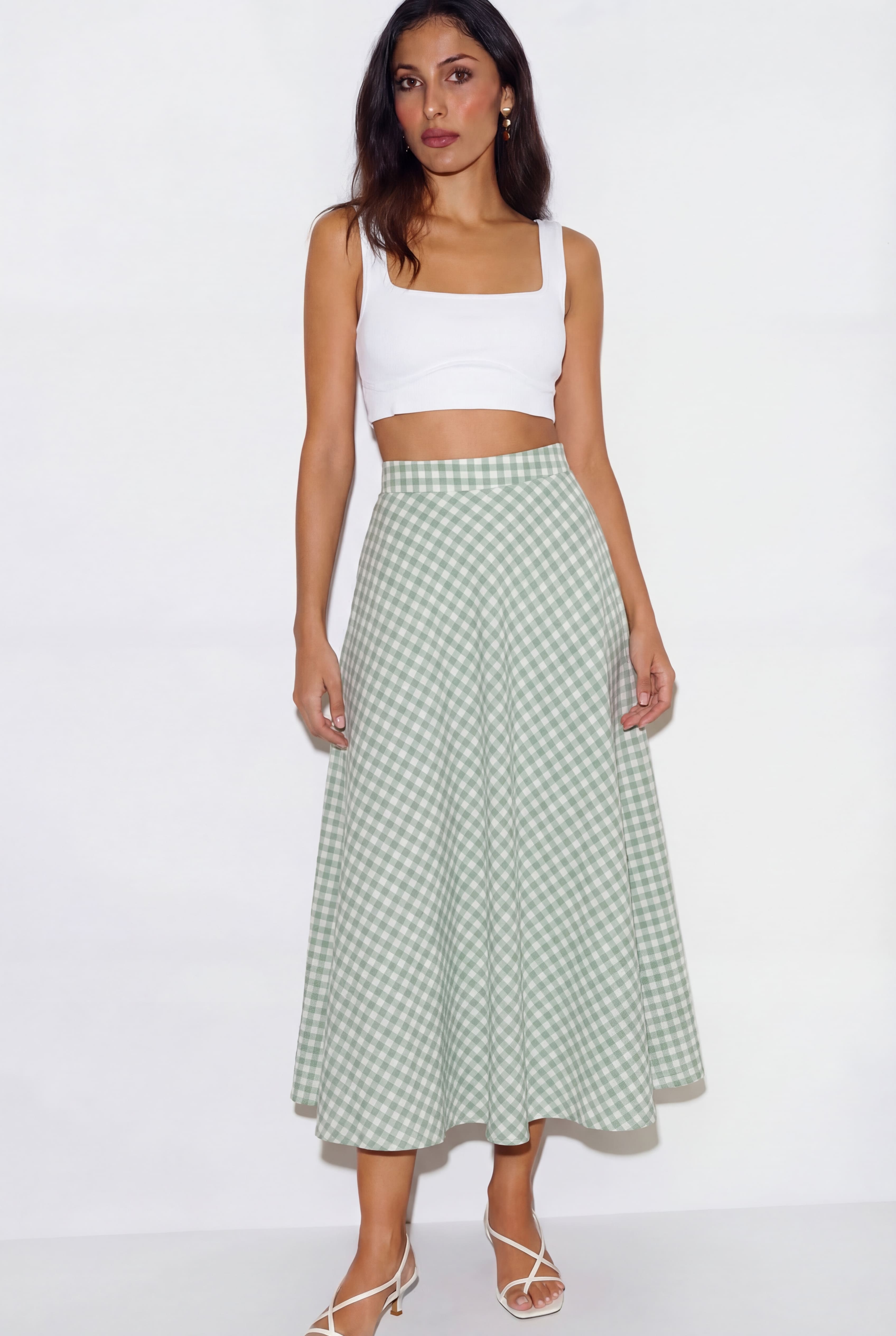 Poppy Gingham Skirt - Green