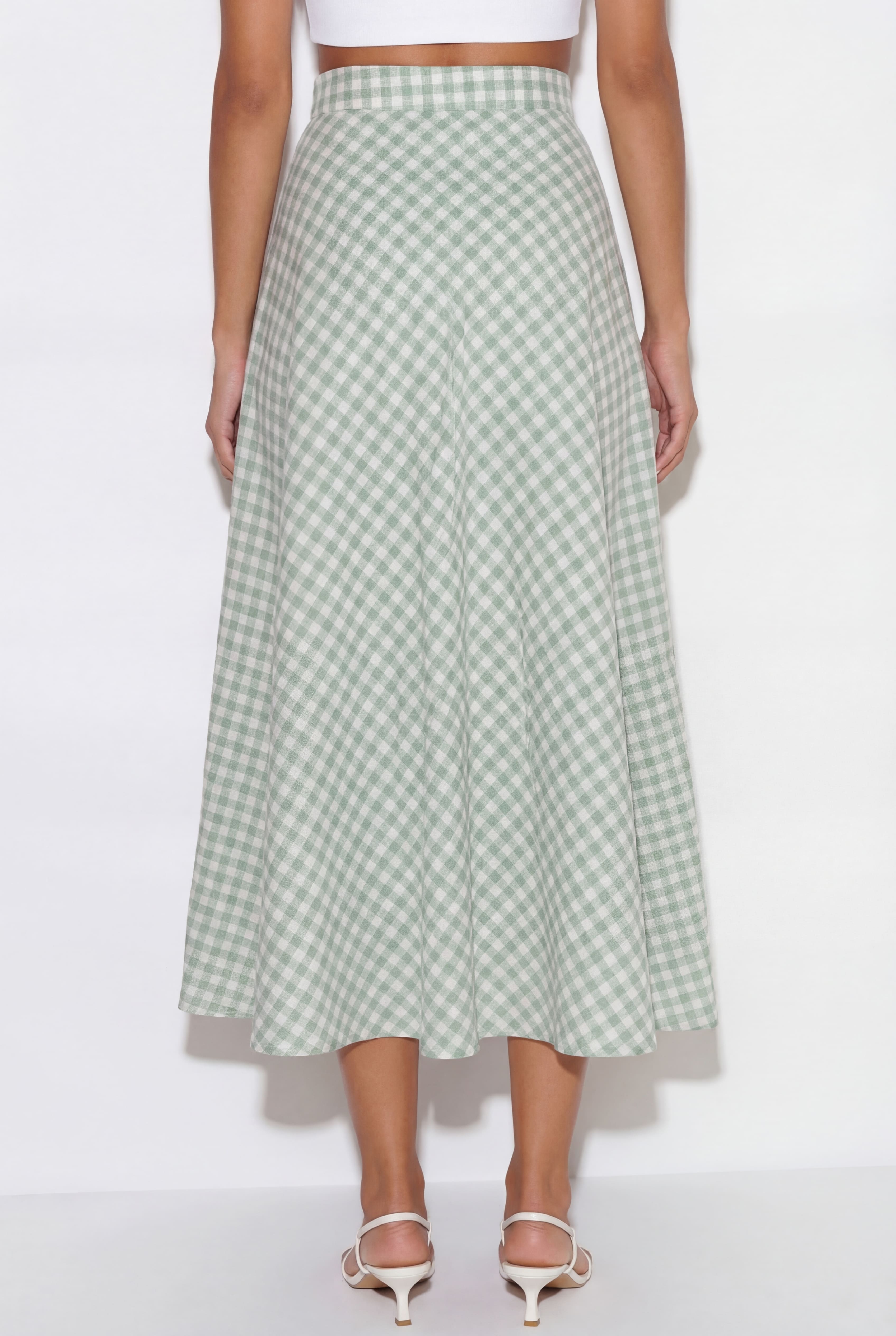 Poppy Gingham Skirt - Green