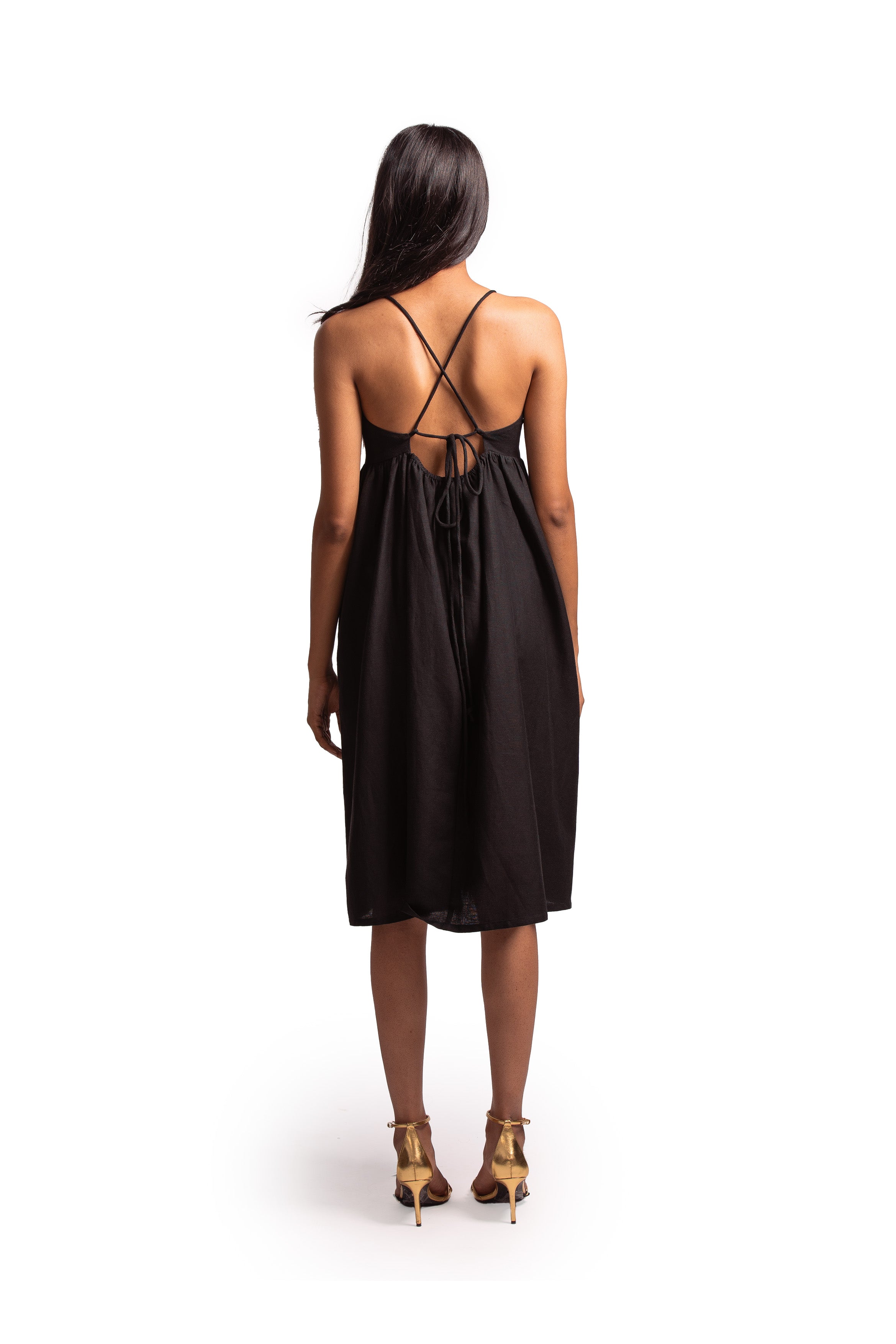 Carna Noodle Strap Dress | Black