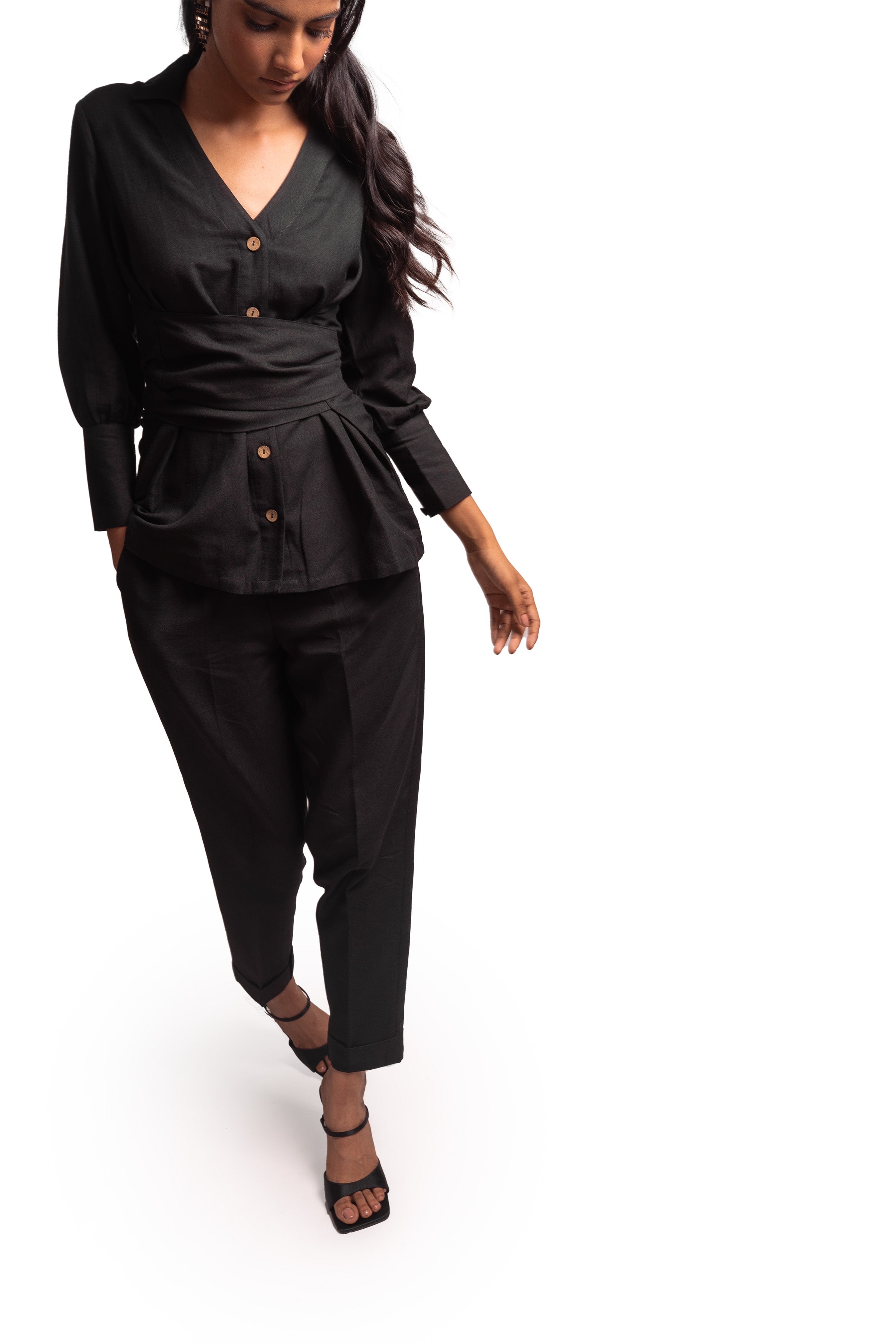 Caev Wrap Shirt Set | Black