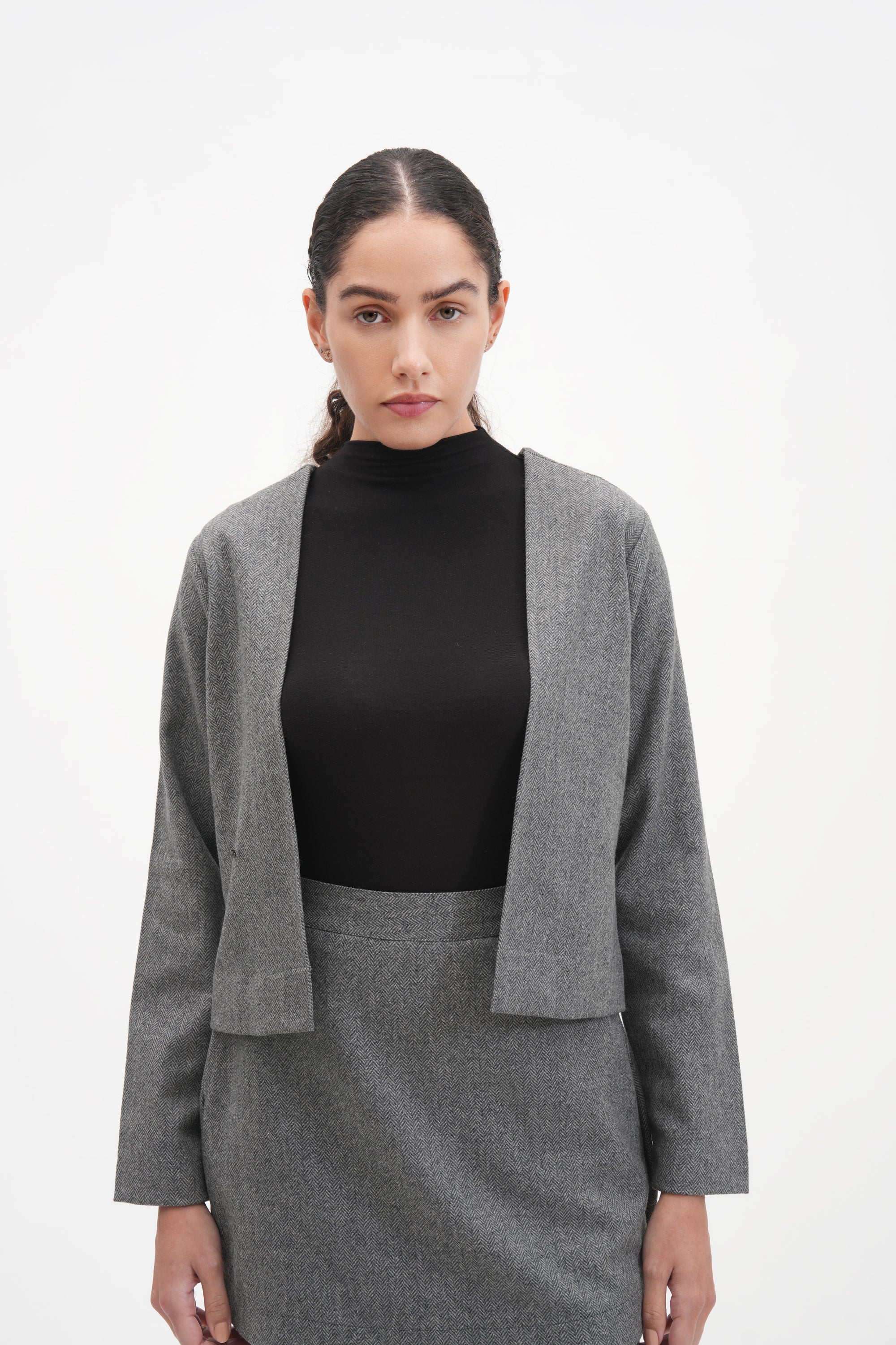 The Bae Jacket Grey Herringbone