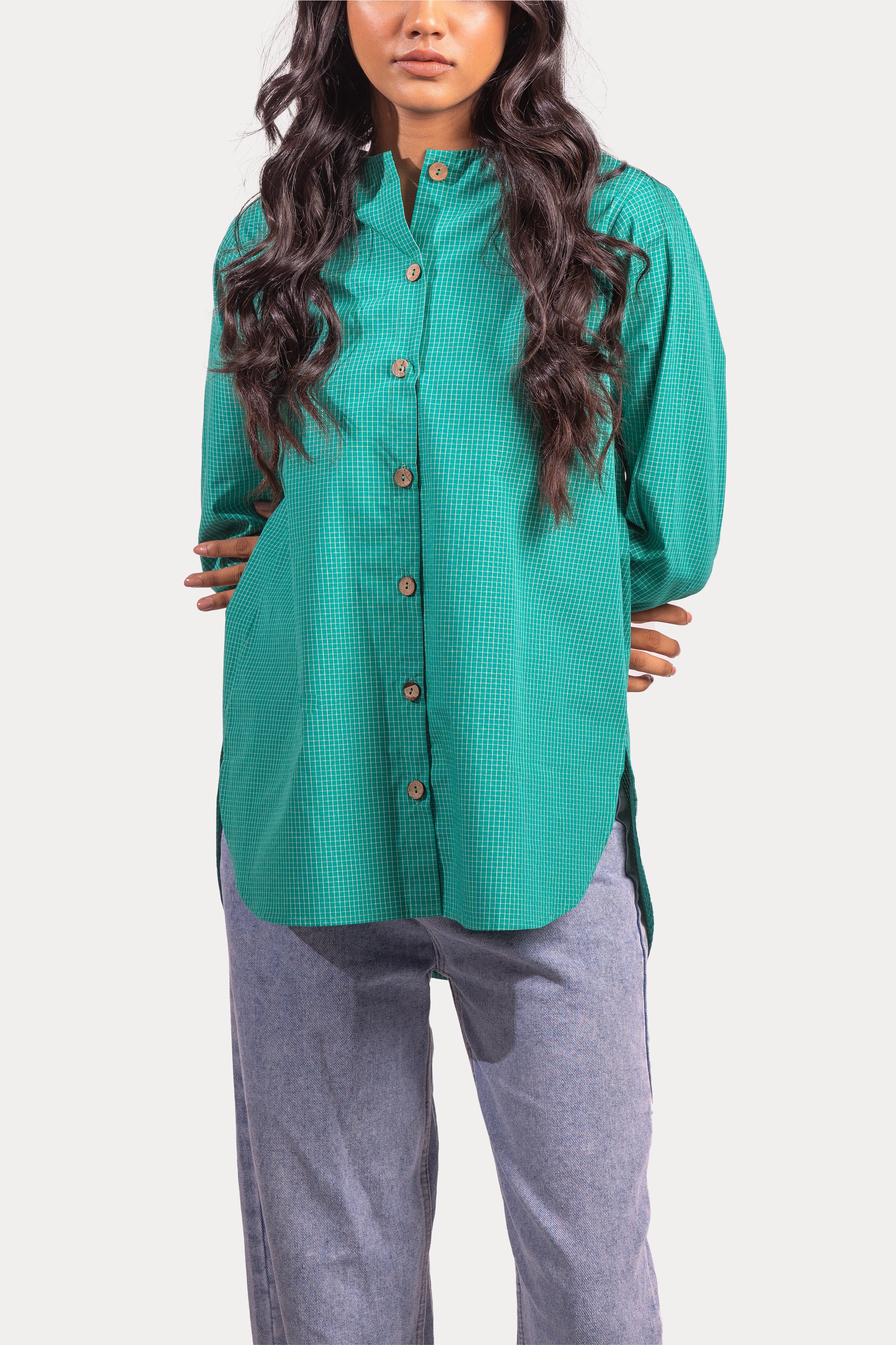 Squil Printed Shirt | Green Check