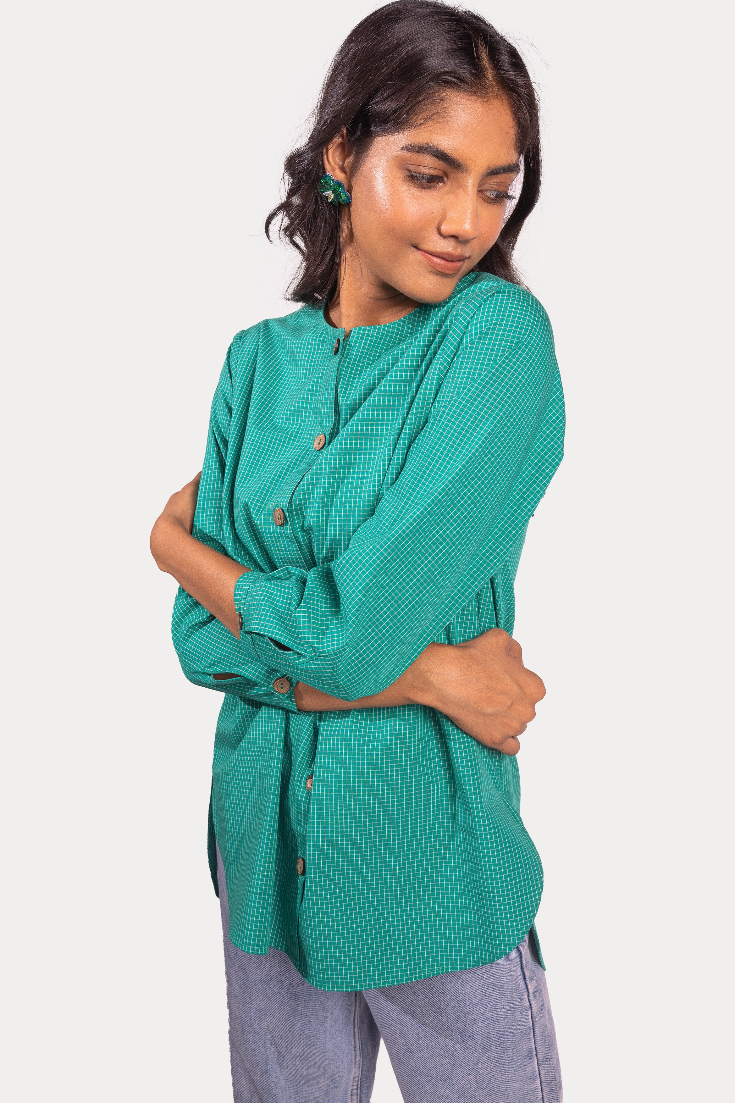 Squil Printed Shirt | Green Check